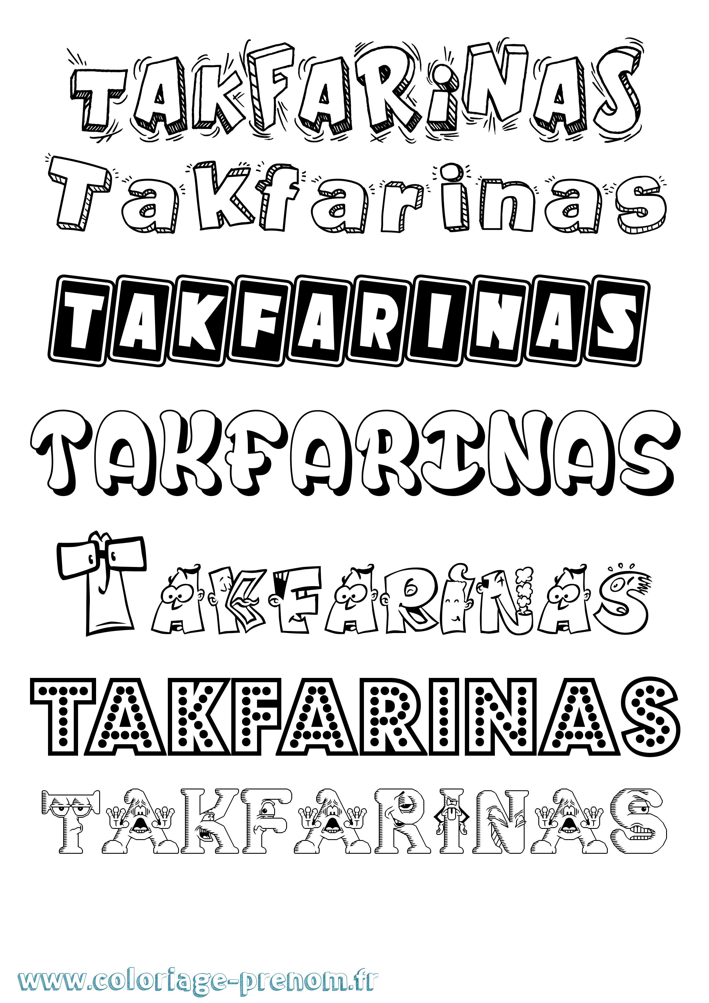 Coloriage prénom Takfarinas Fun