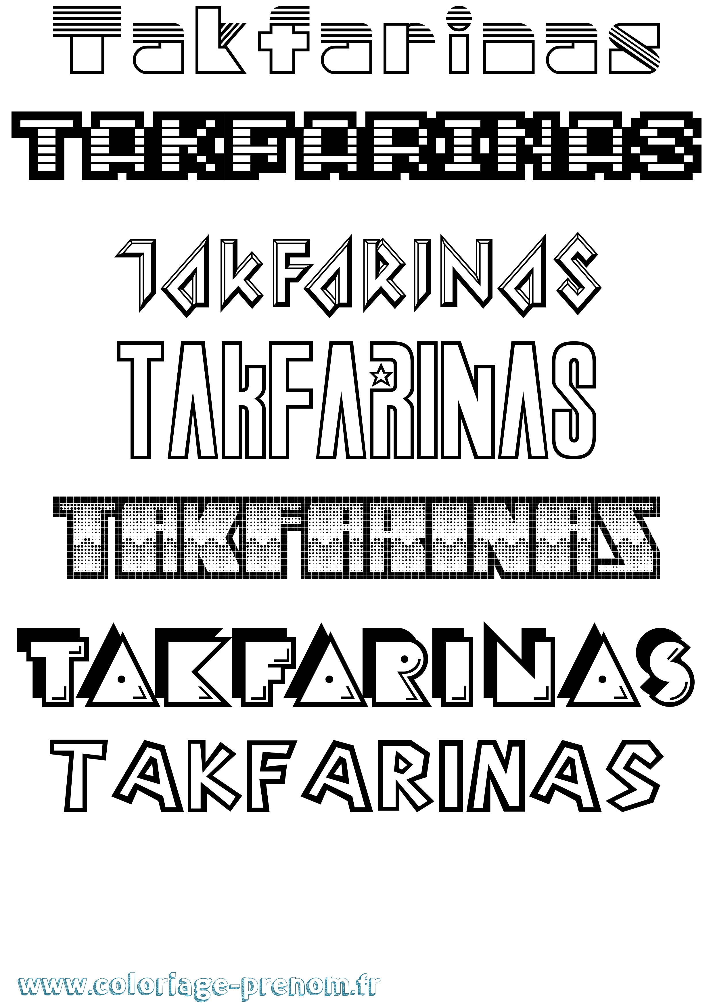 Coloriage prénom Takfarinas Jeux Vidéos