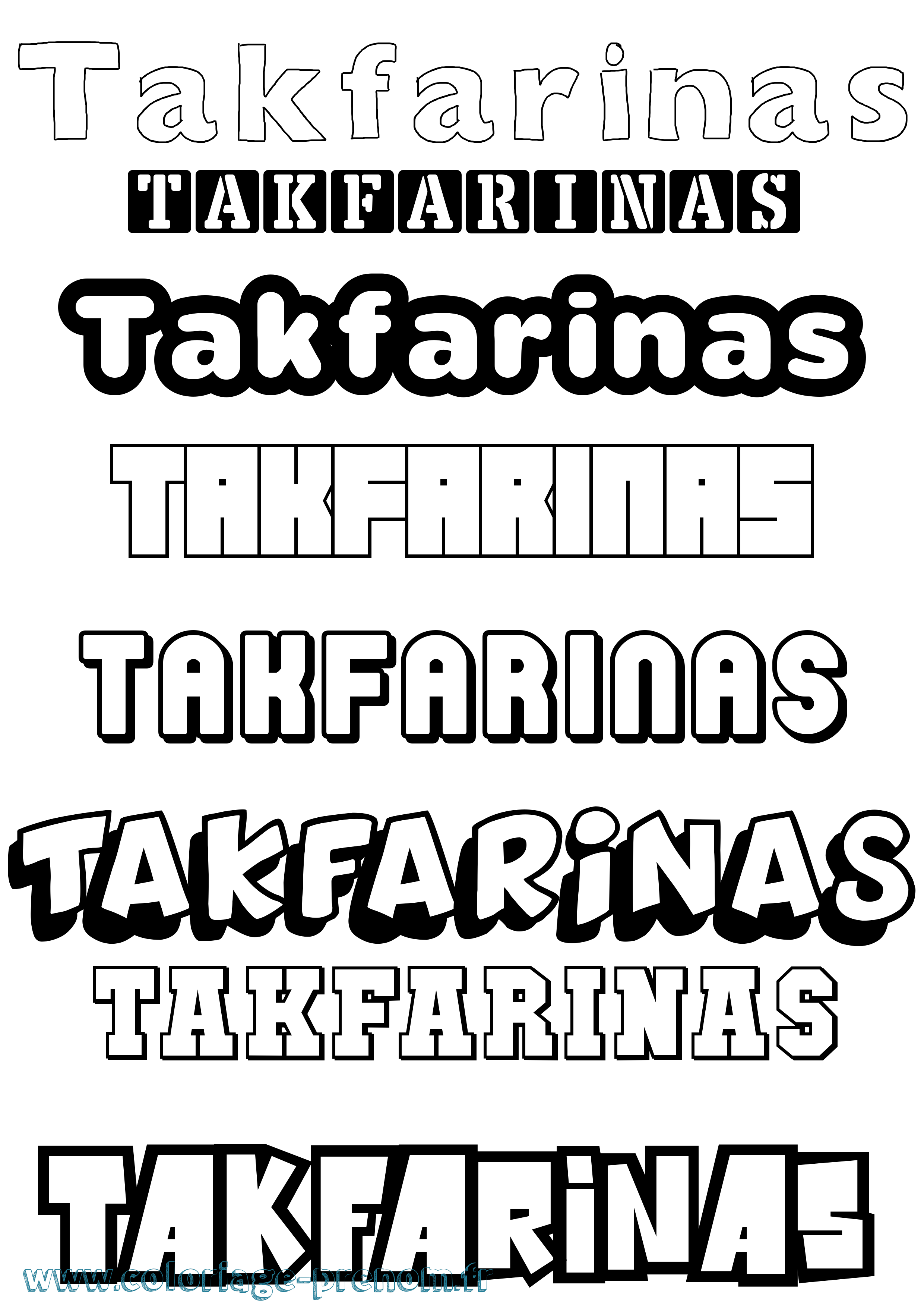 Coloriage prénom Takfarinas Simple