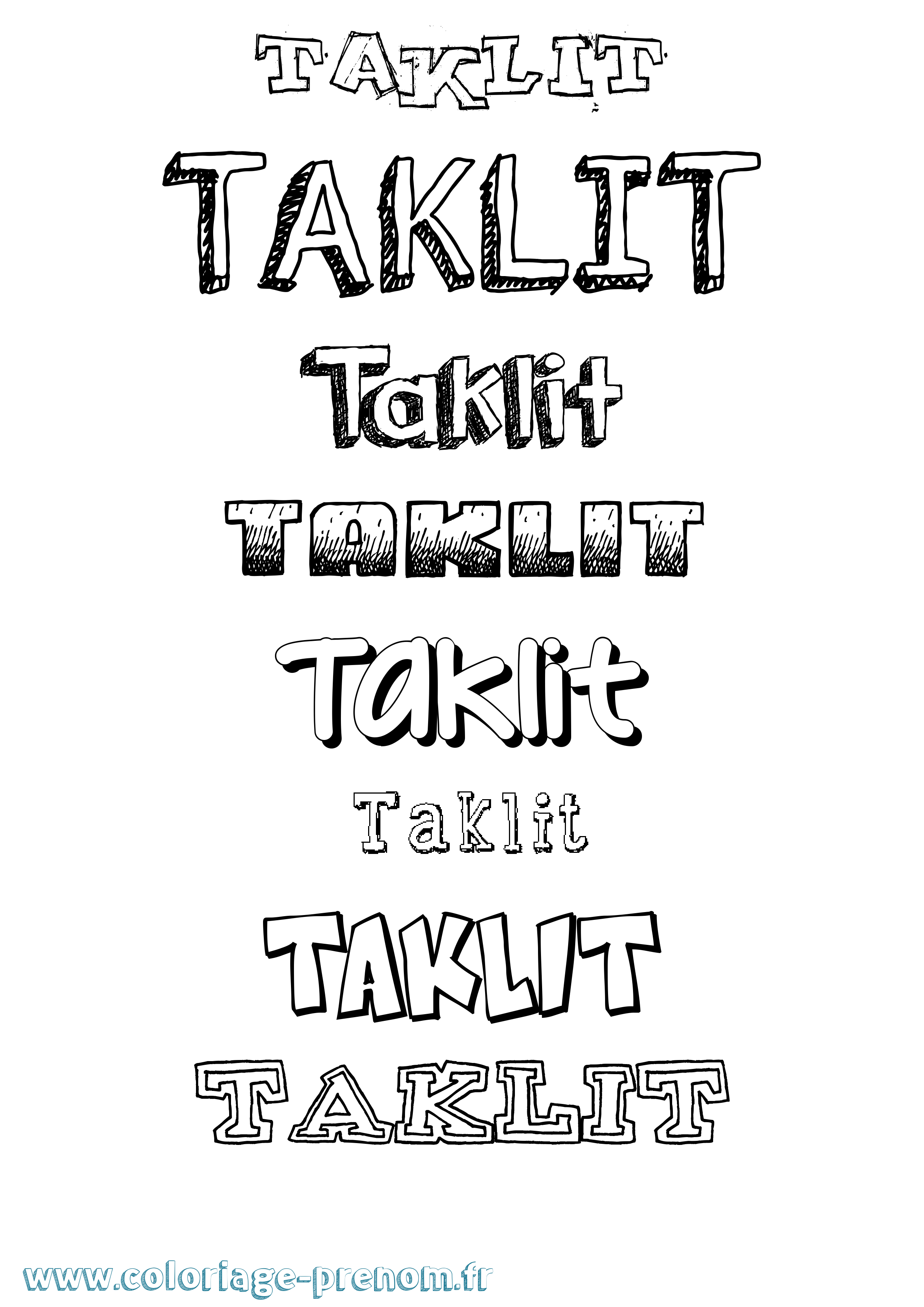 Coloriage Taklit Dessiné Coloriage prénom Taklit Dessiné