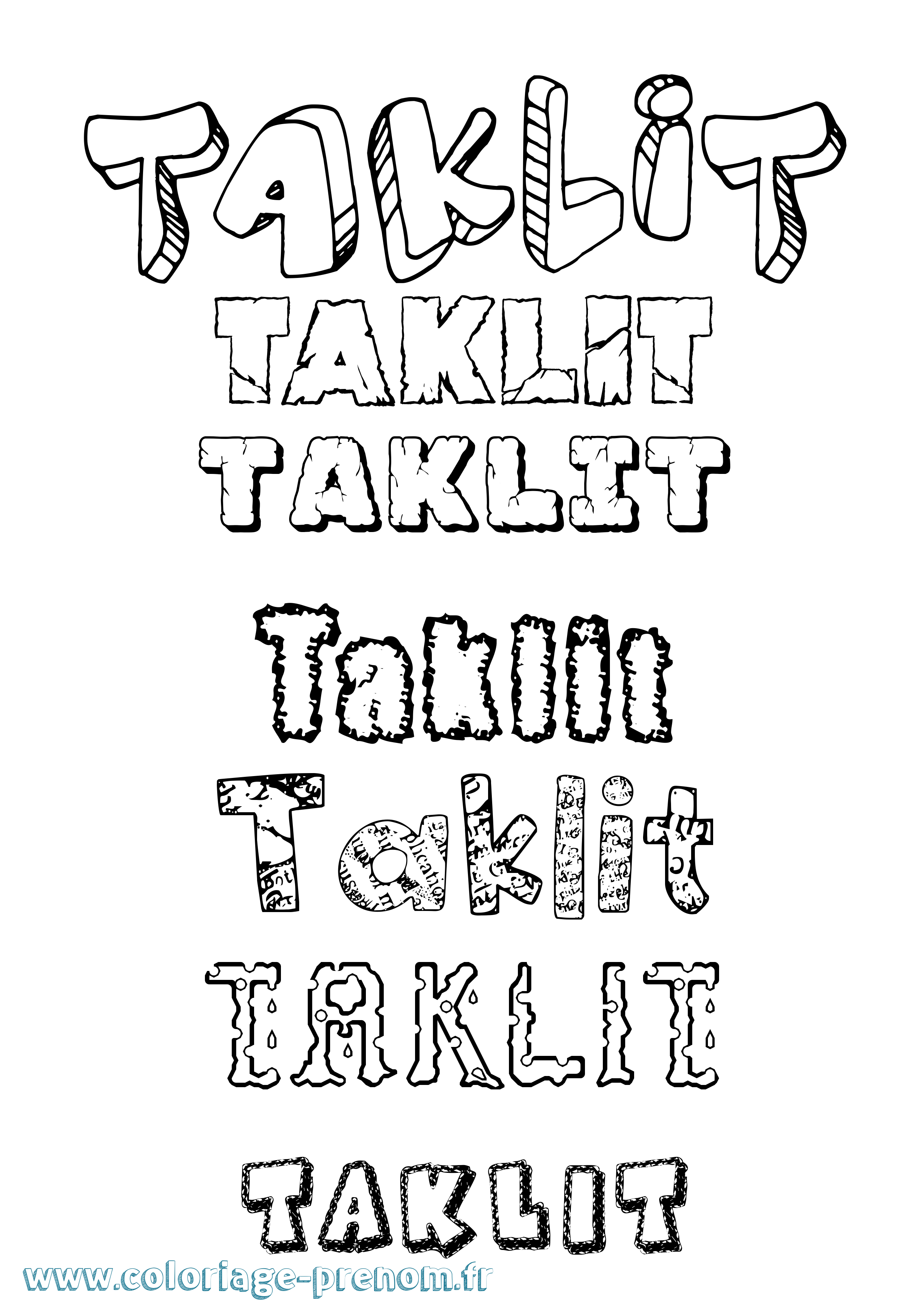 Coloriage Taklit Destructuré Coloriage prénom Taklit Destructuré
