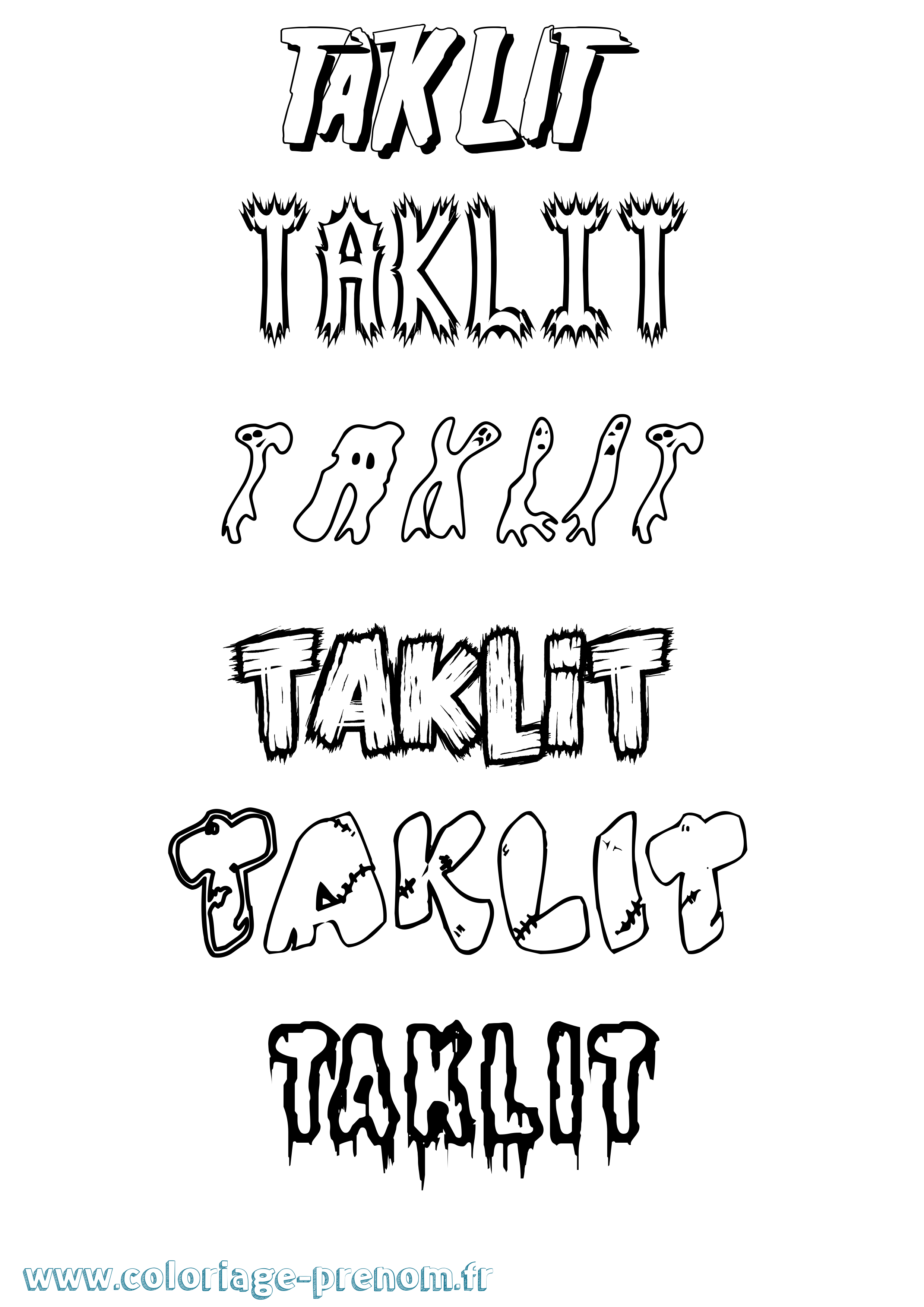 Coloriage Taklit Frisson Coloriage prénom Taklit Frisson