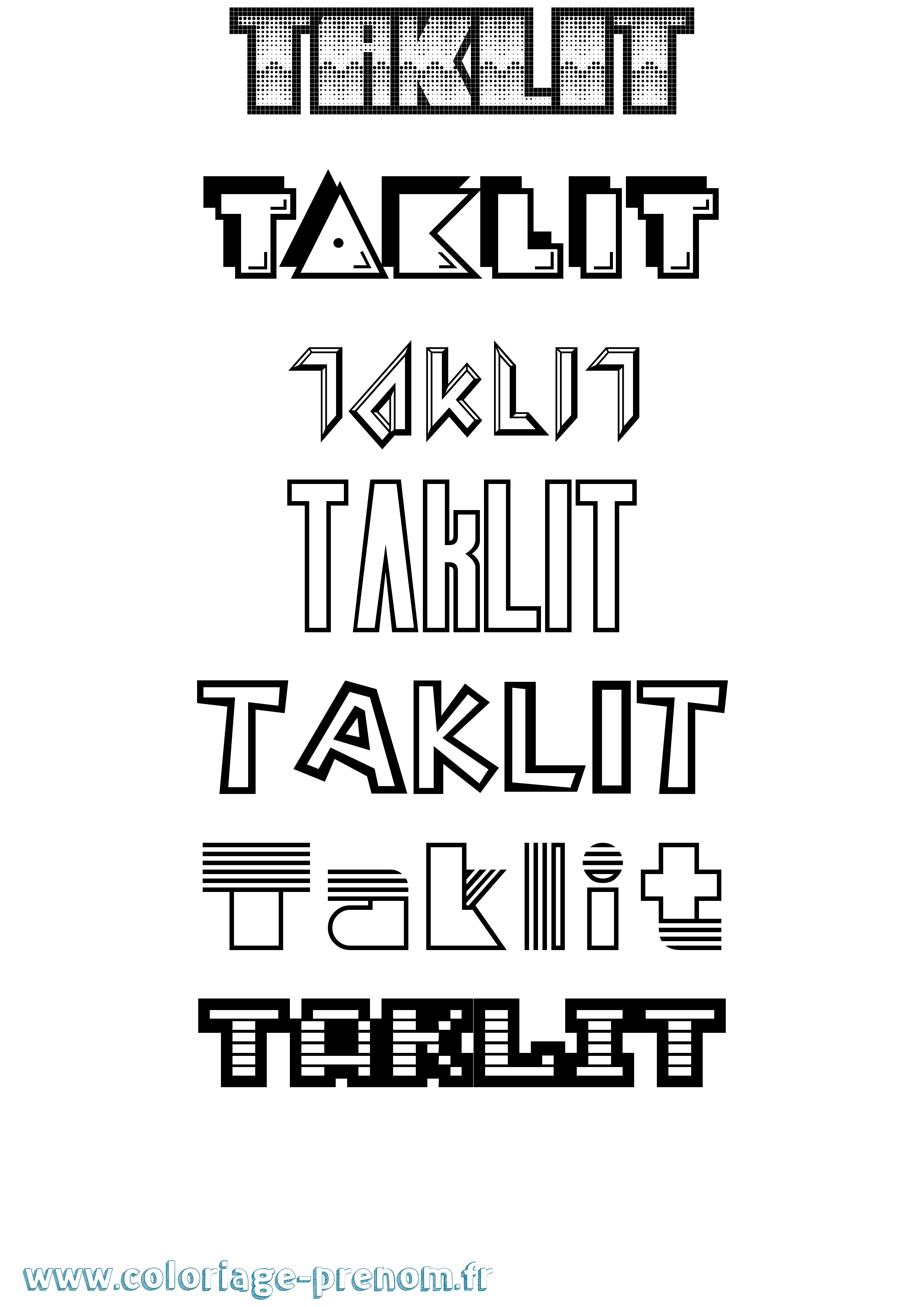 Coloriage Taklit Jeux Vidéos Coloriage prénom Taklit Jeux Vidéos