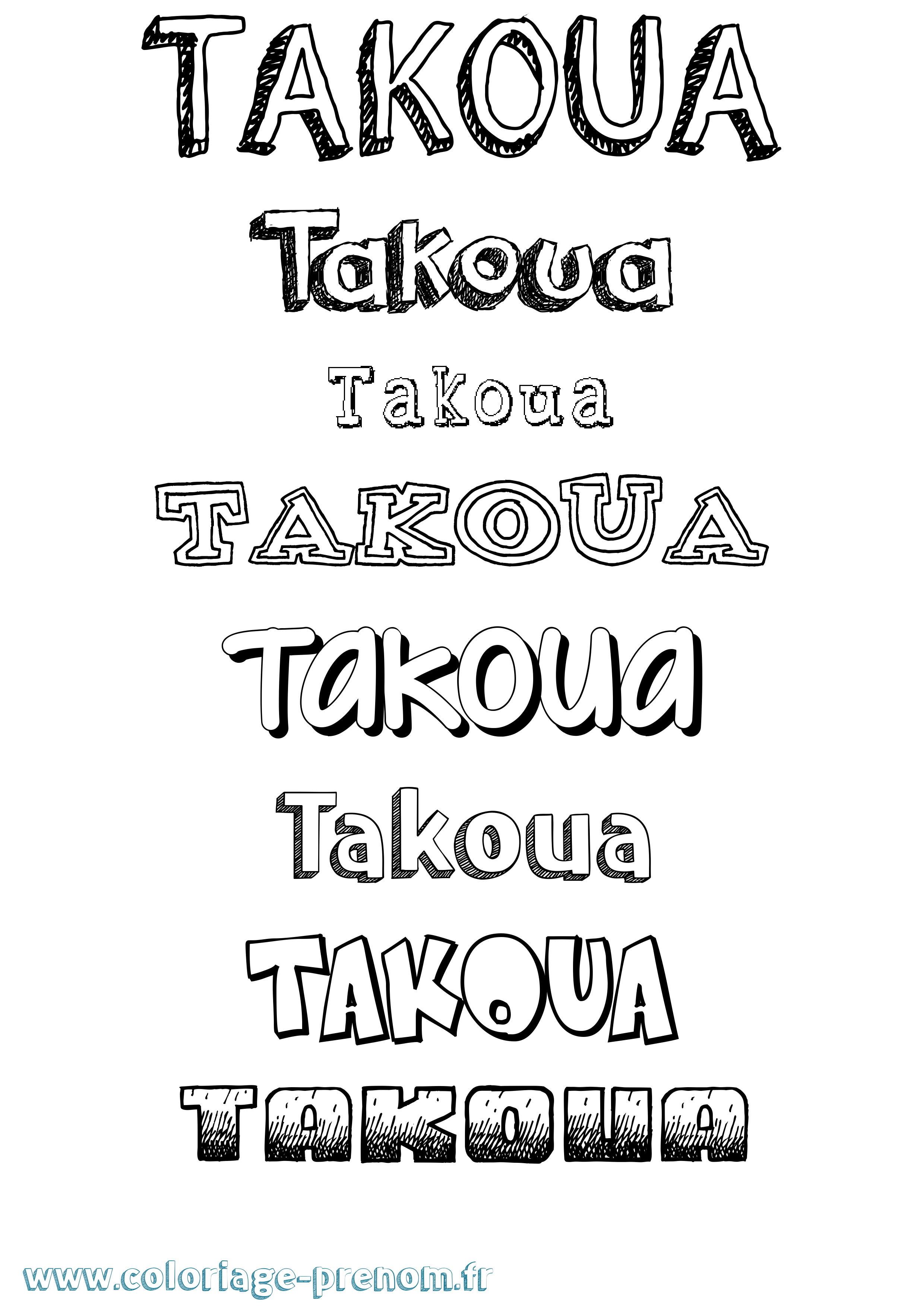 Coloriage prénom Takoua Dessiné