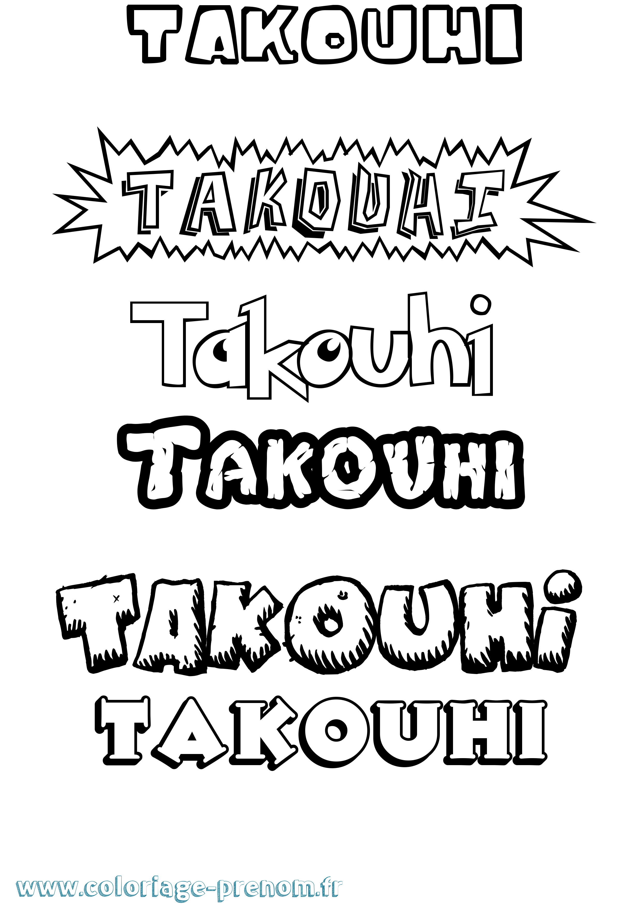 Coloriage prénom Takouhi Dessin Animé