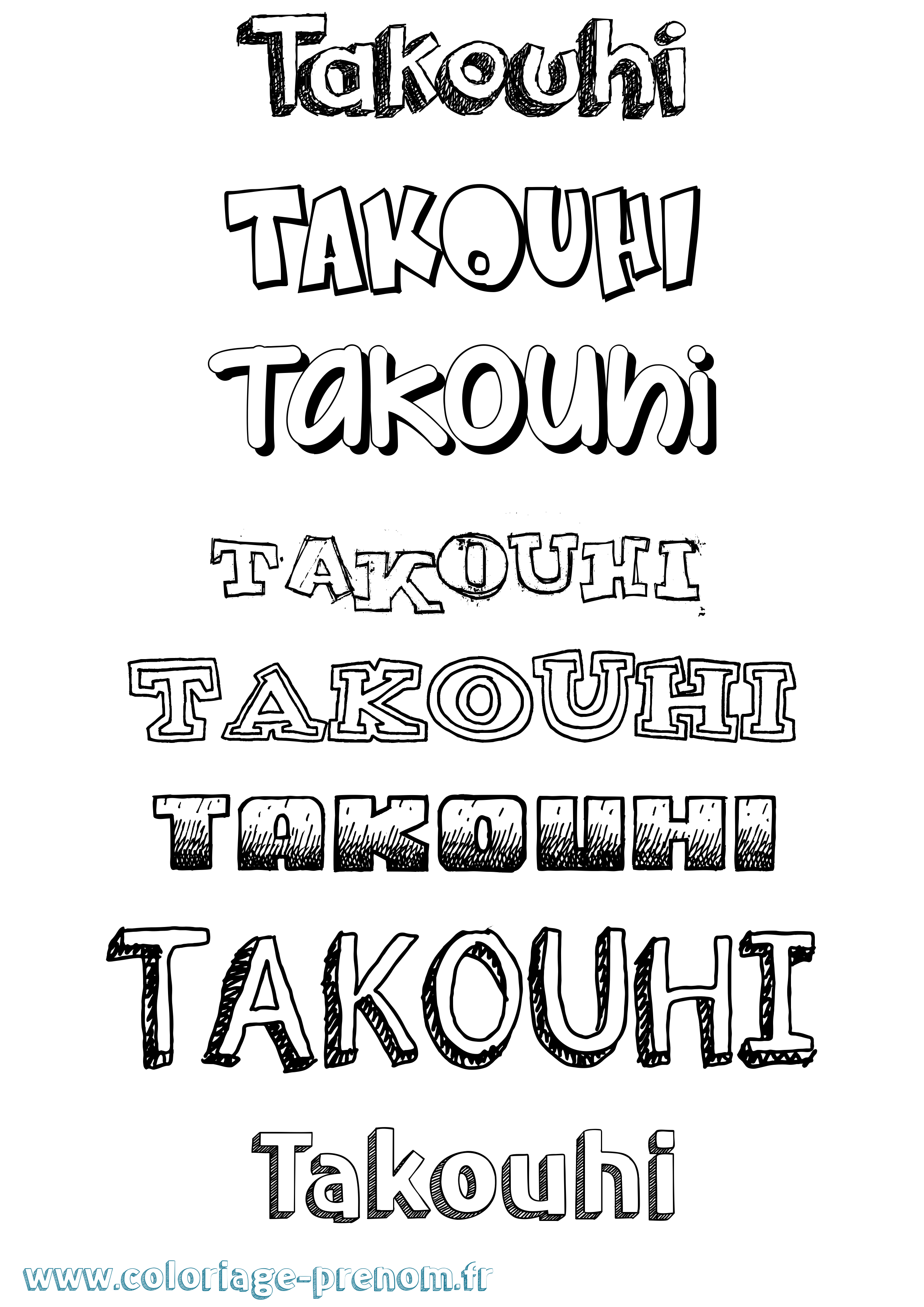Coloriage prénom Takouhi Dessiné
