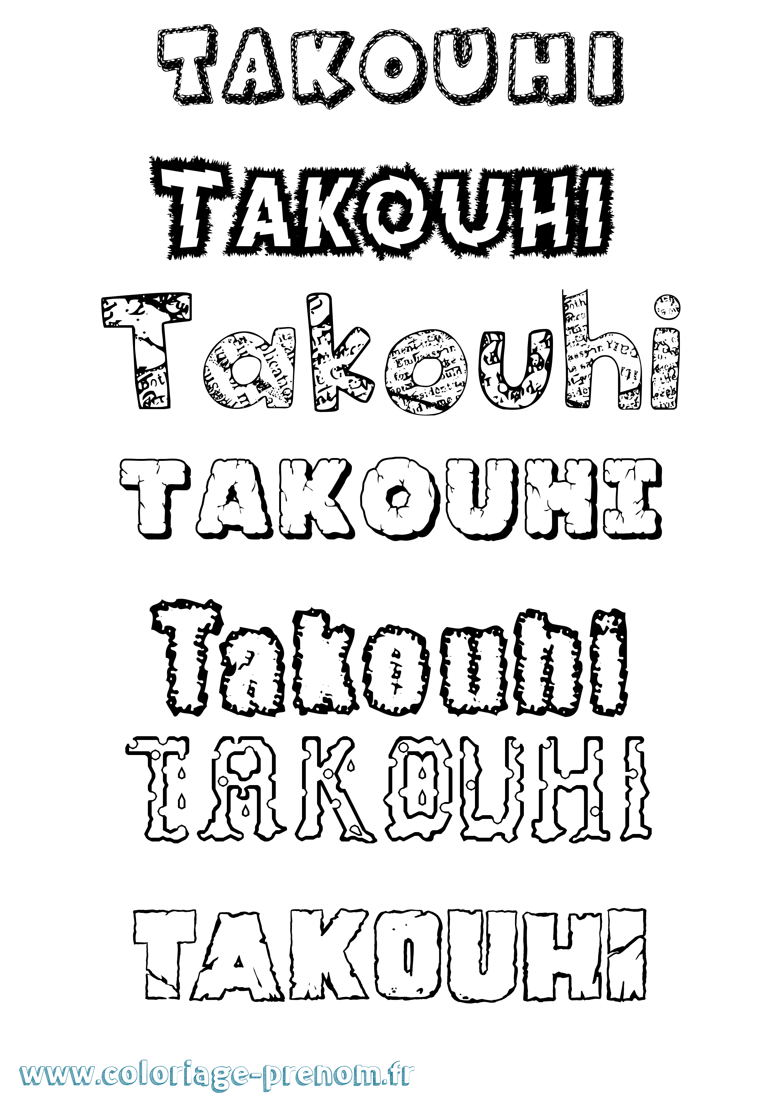 Coloriage prénom Takouhi Destructuré