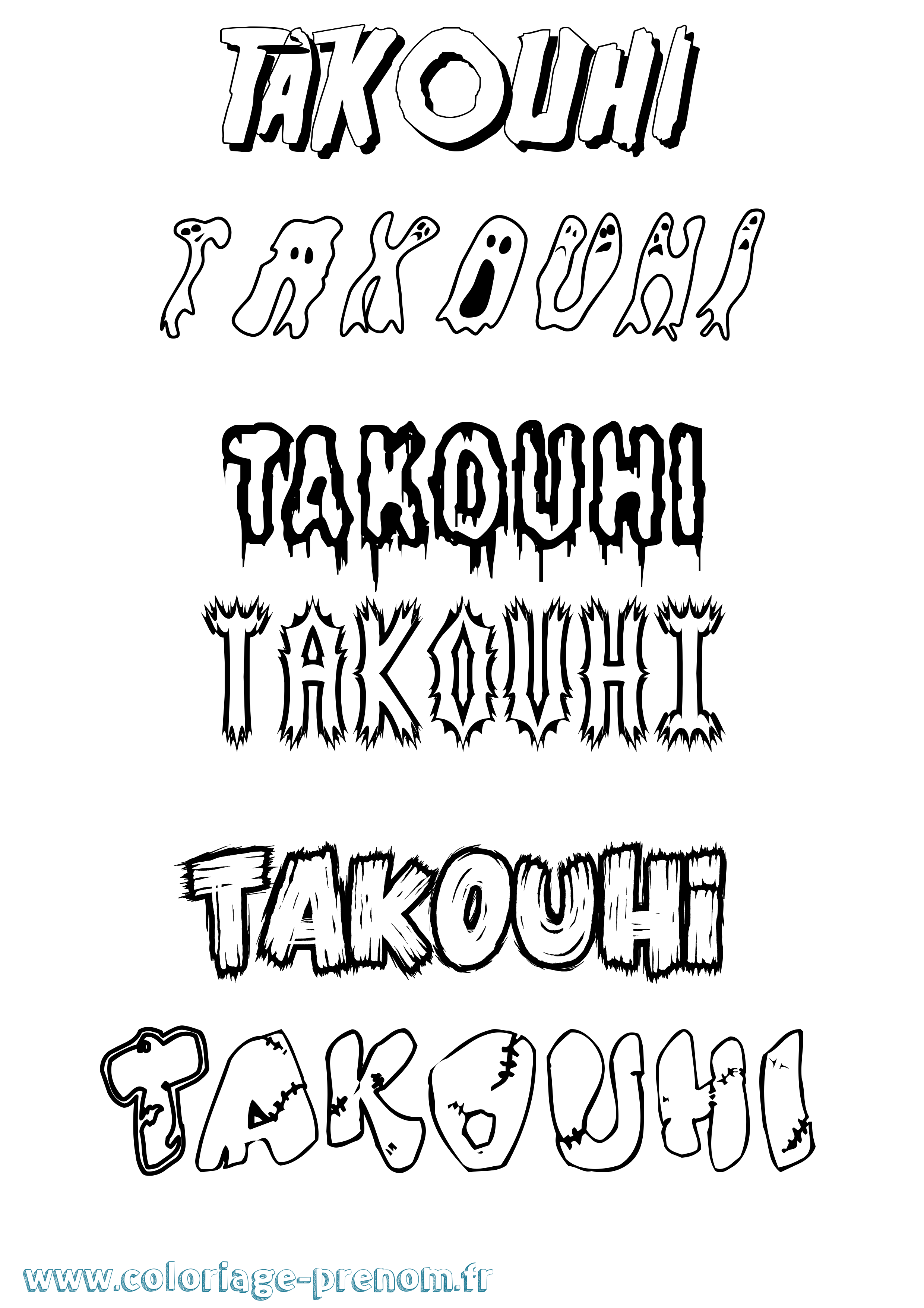 Coloriage Takouhi Frisson Coloriage prénom Takouhi Frisson