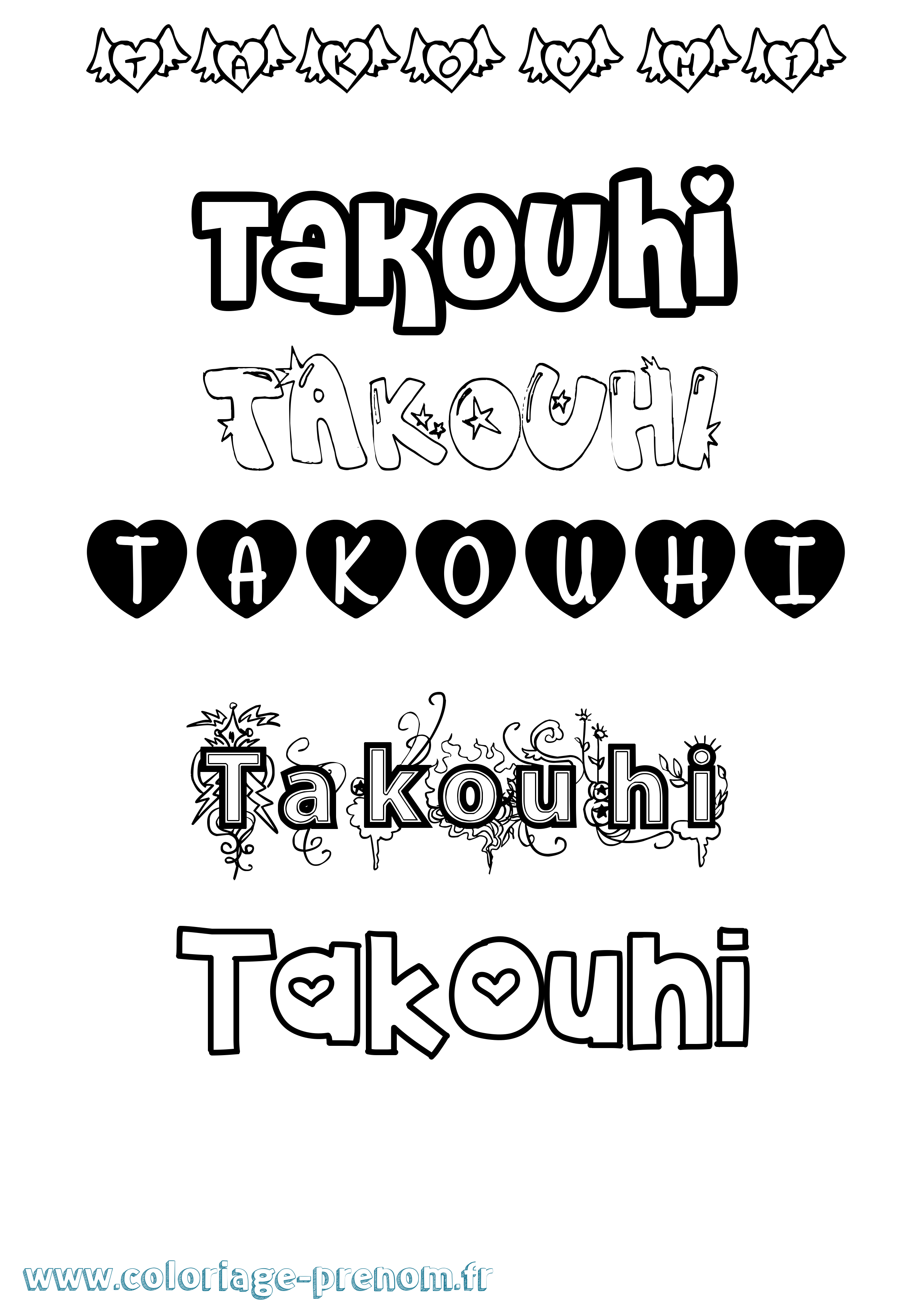Coloriage prénom Takouhi Girly