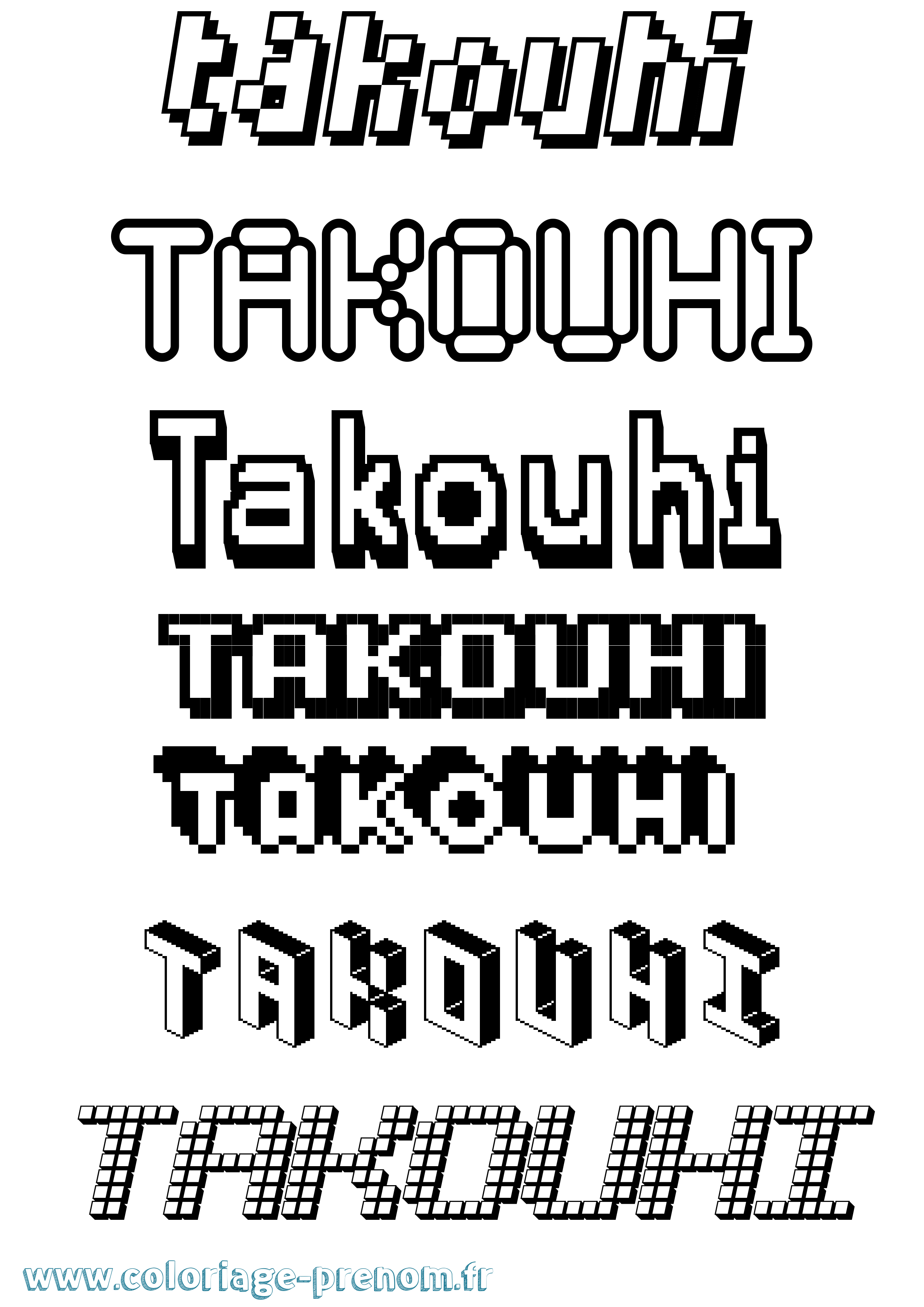 Coloriage Takouhi Pixel Coloriage prénom Takouhi Pixel