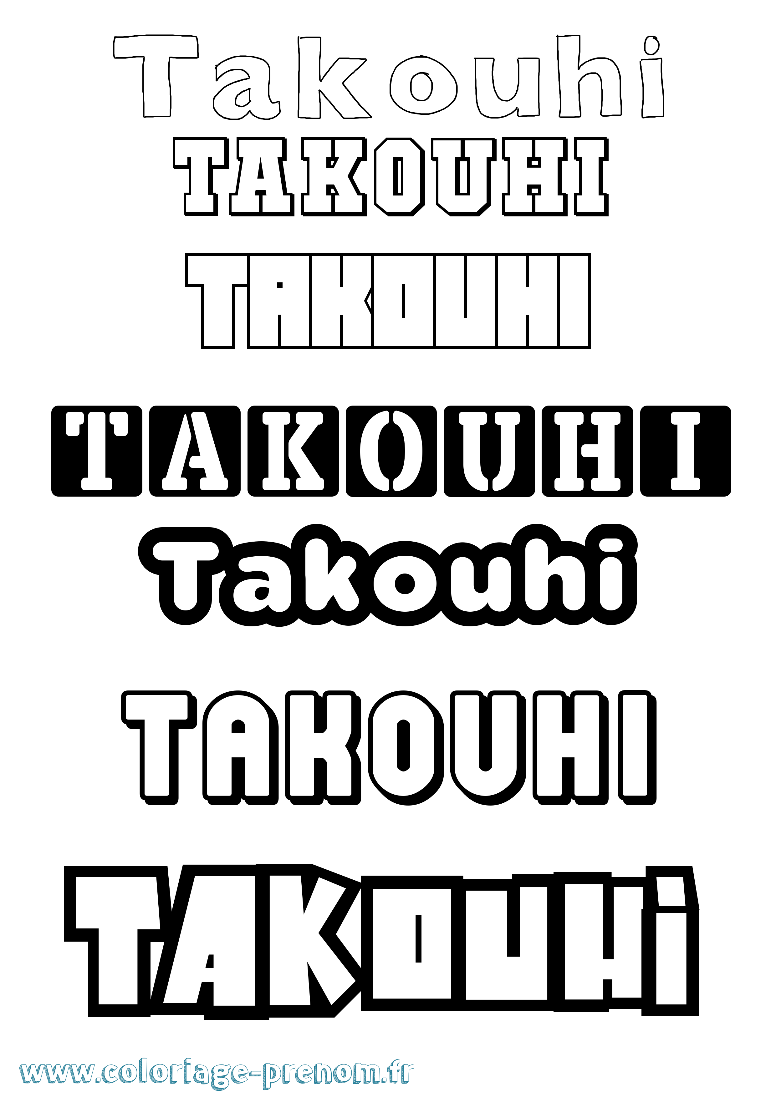 Coloriage prénom Takouhi Simple