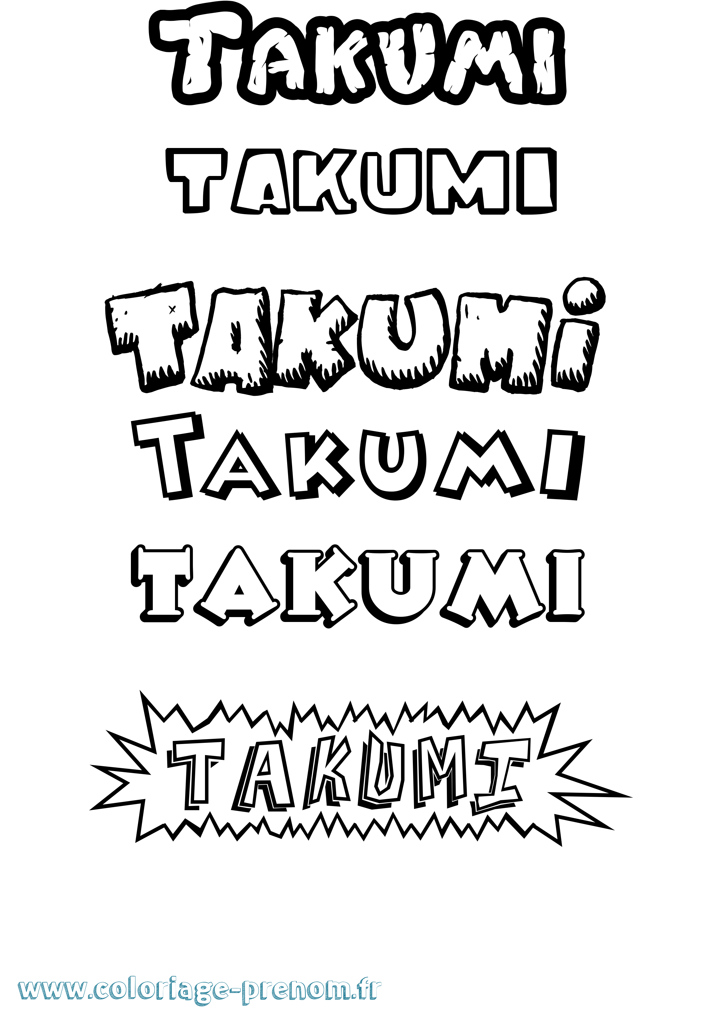 Coloriage prénom Takumi Dessin Animé