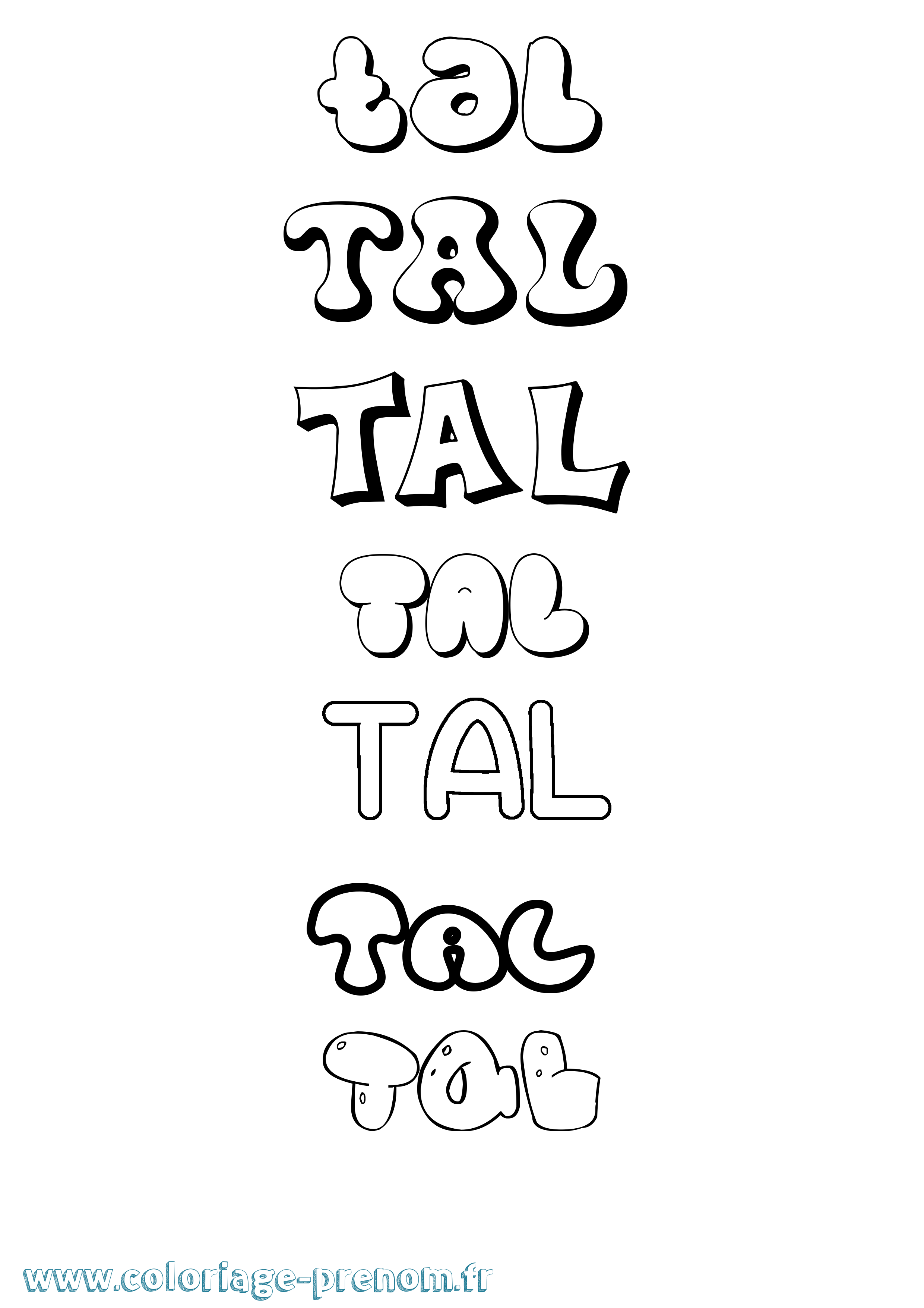 Coloriage Tal Bubble Coloriage prénom Tal Bubble
