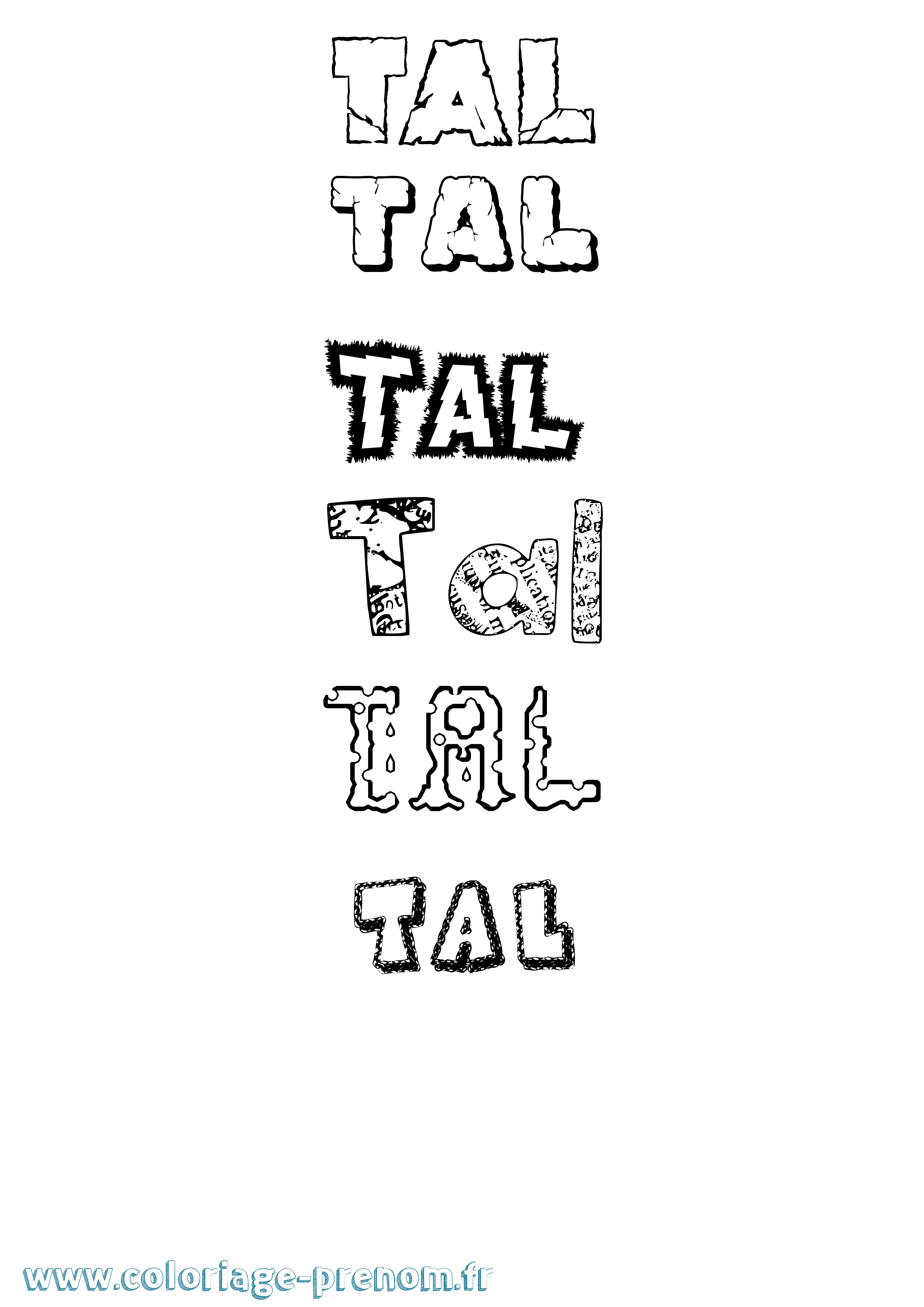 Coloriage Tal Destructuré Coloriage prénom Tal Destructuré
