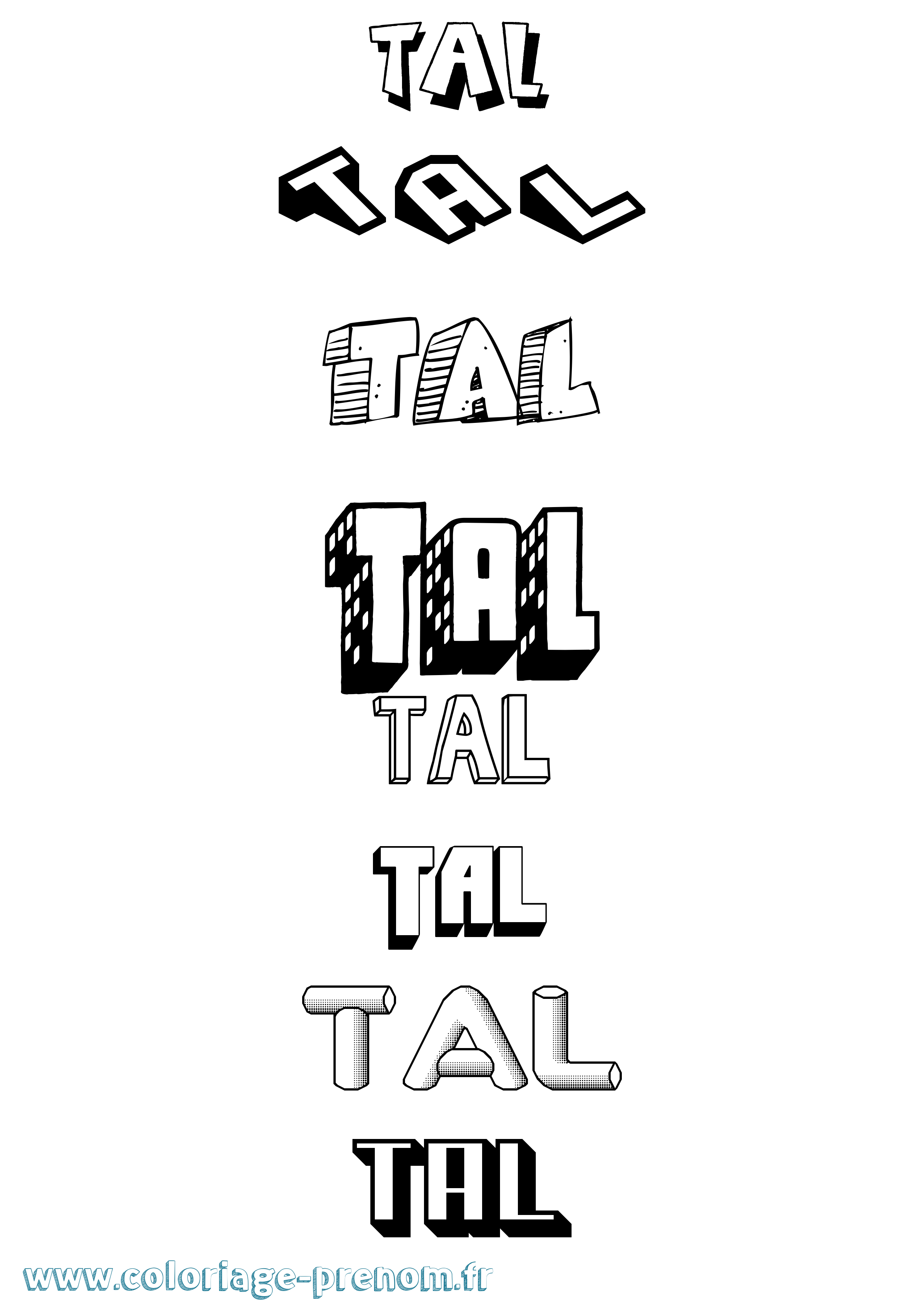 Coloriage Tal Effet 3D Coloriage prénom Tal Effet 3D