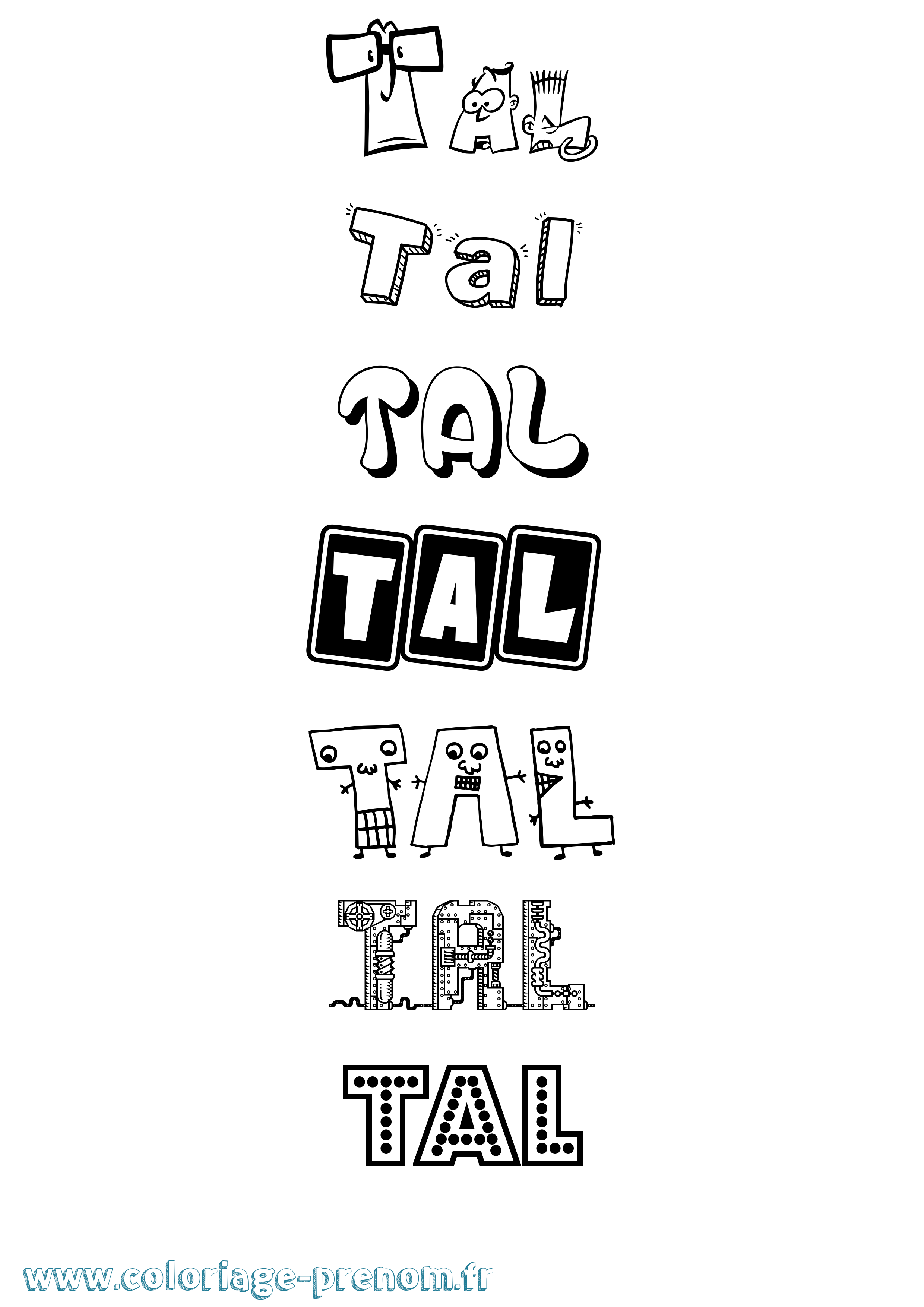 Coloriage Tal Fun Coloriage prénom Tal Fun