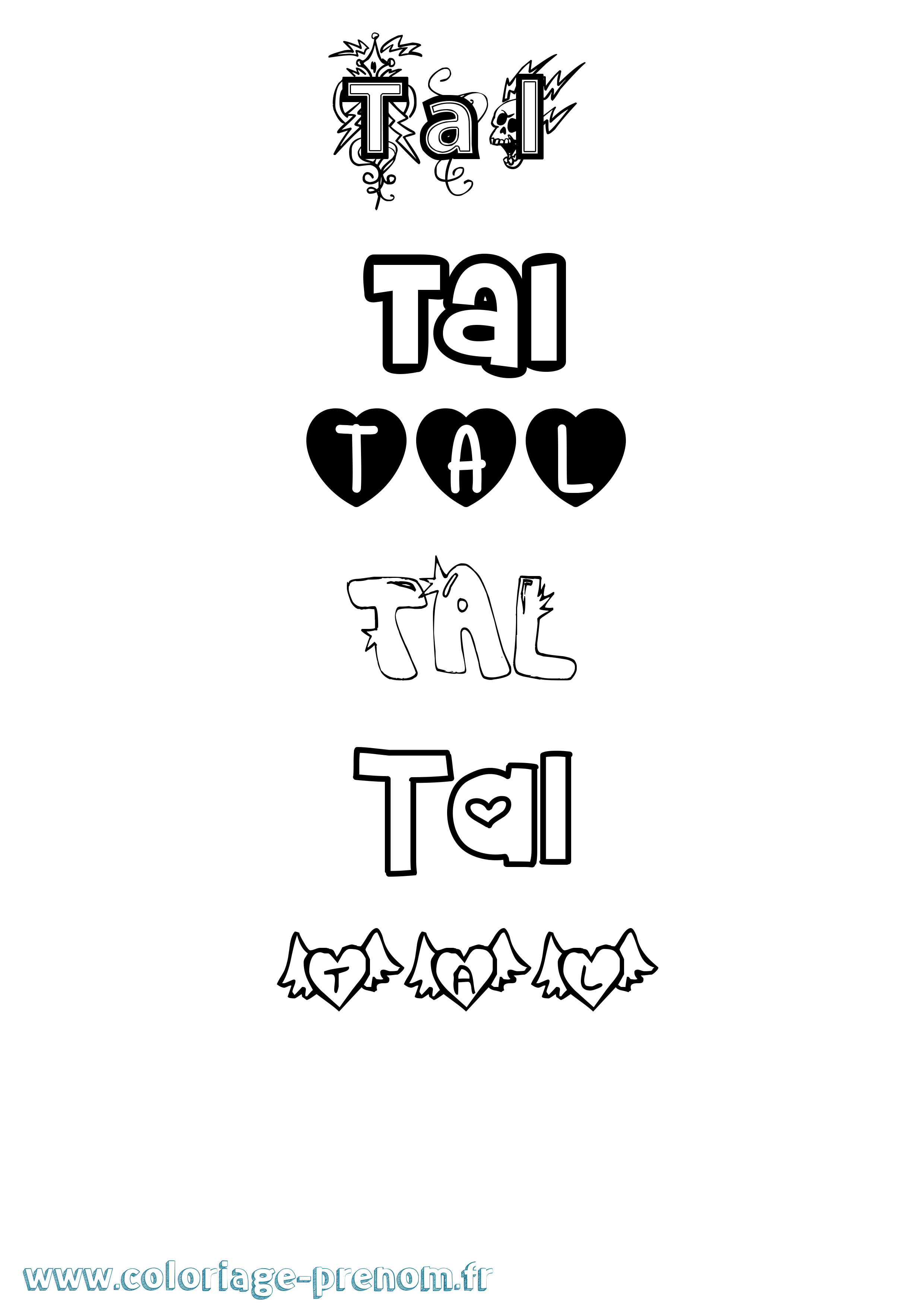 Coloriage Tal Girly Coloriage prénom Tal Girly