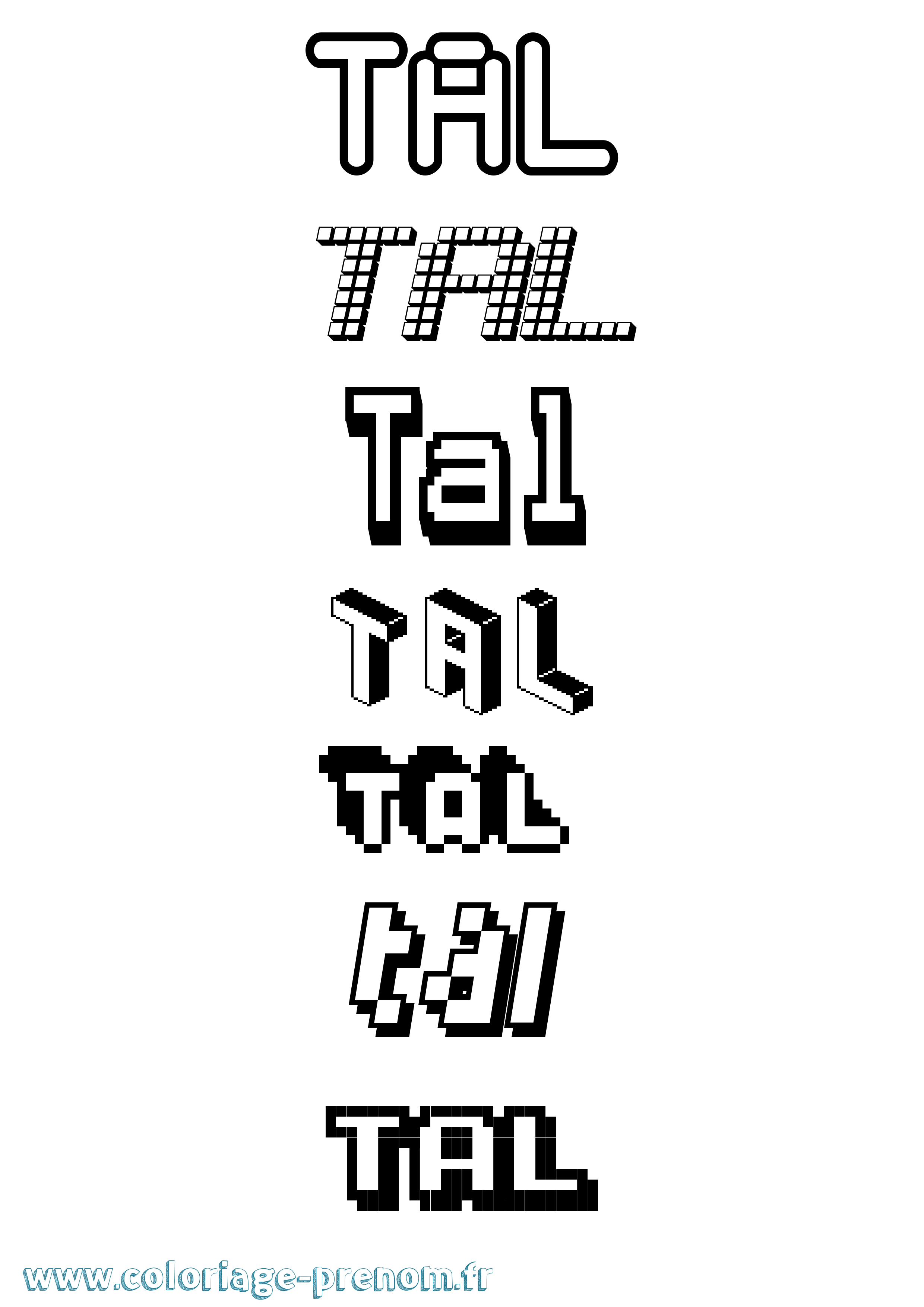 Coloriage Tal Pixel Coloriage prénom Tal Pixel