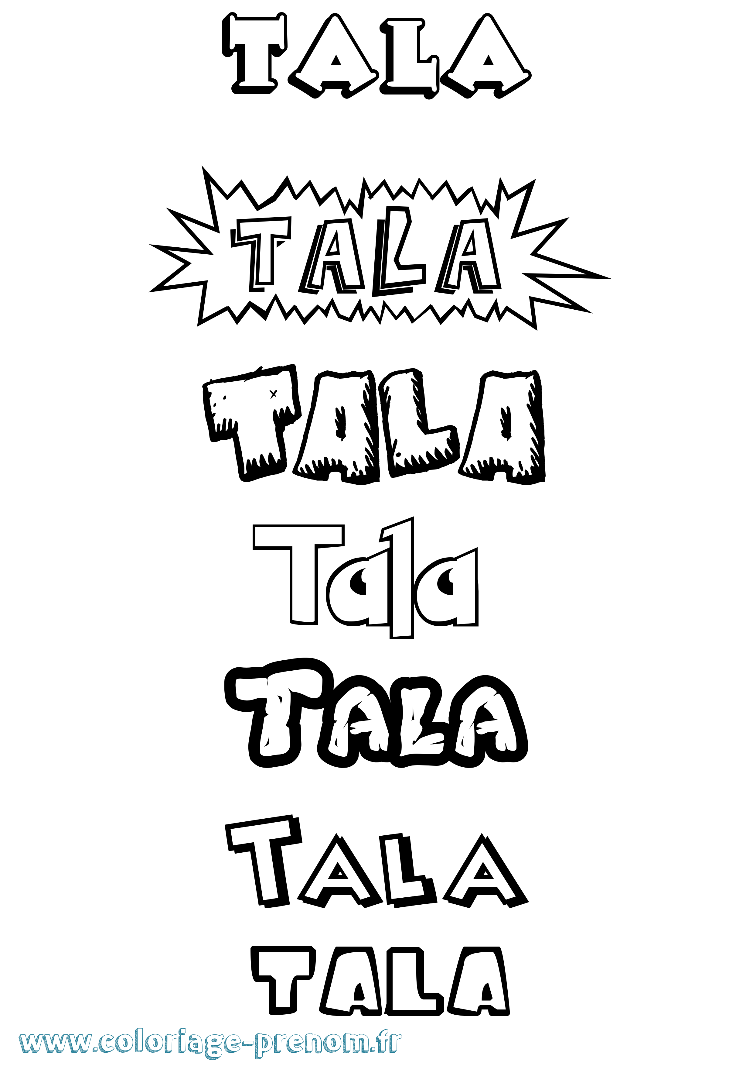 Coloriage prénom Tala Dessin Animé