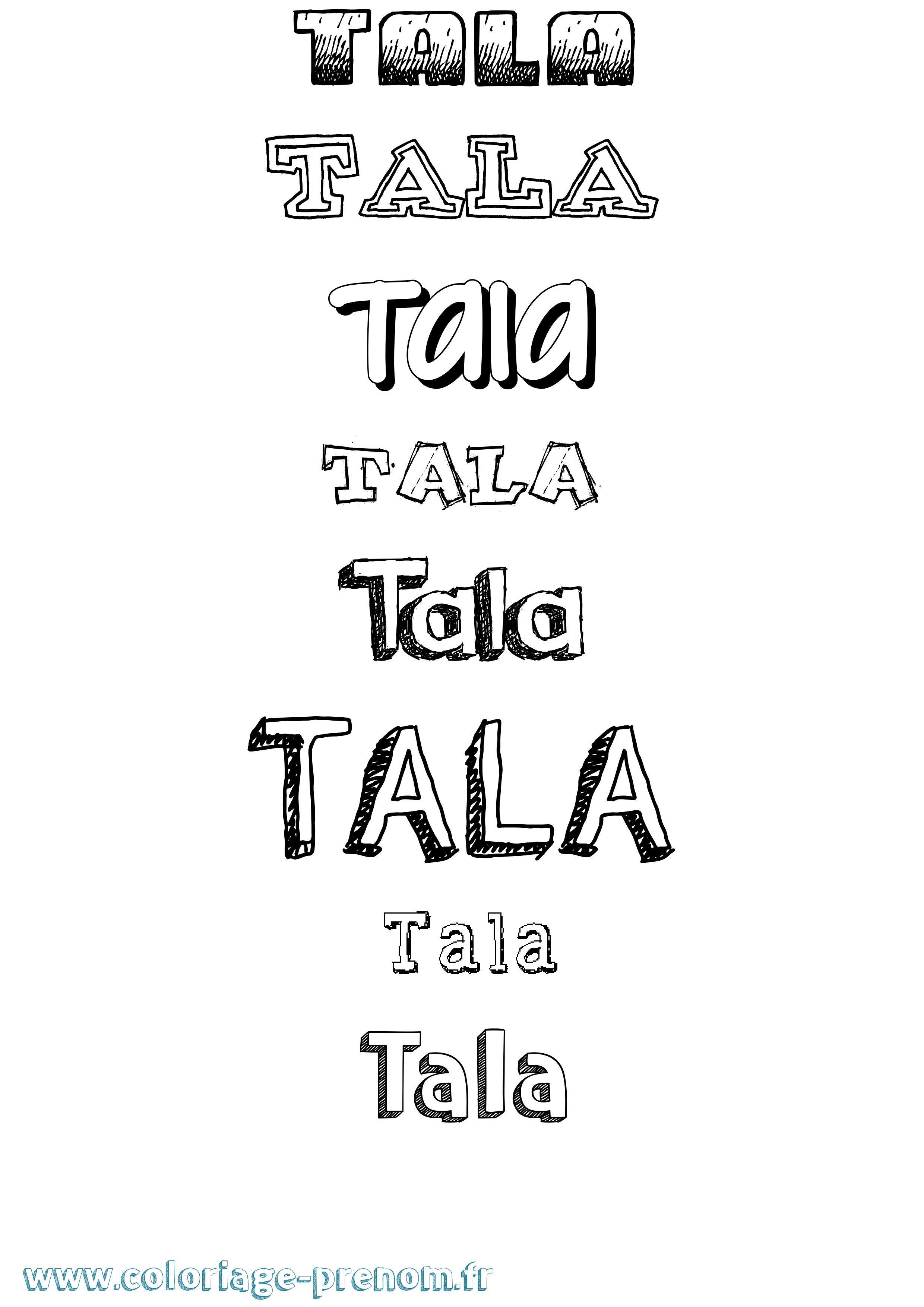 Coloriage prénom Tala Dessiné