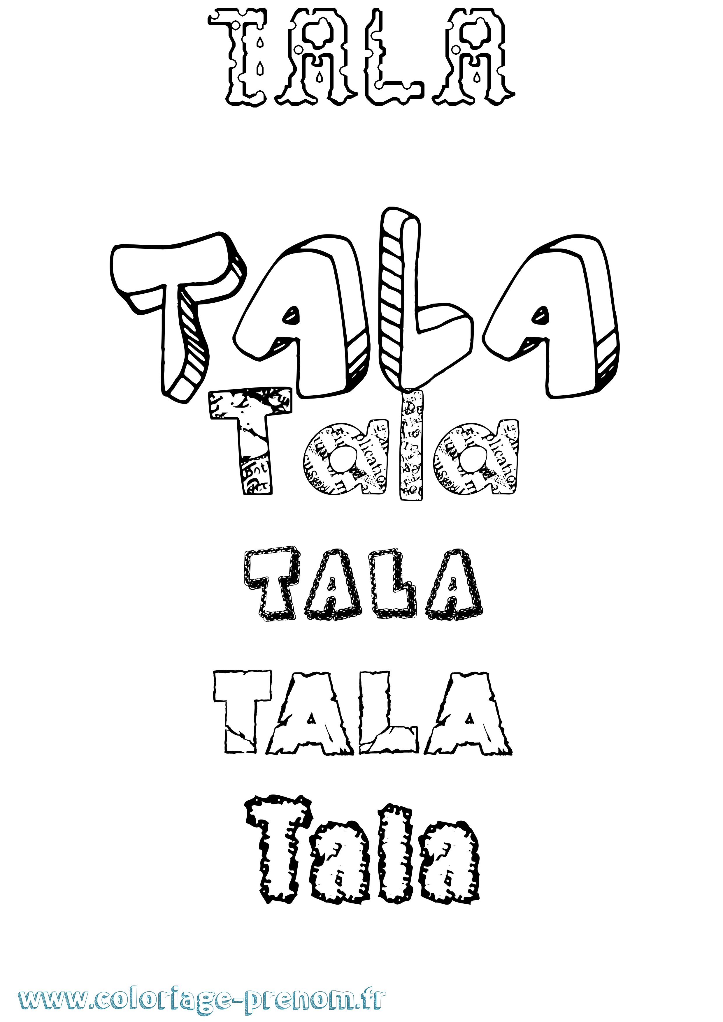 Coloriage prénom Tala Destructuré