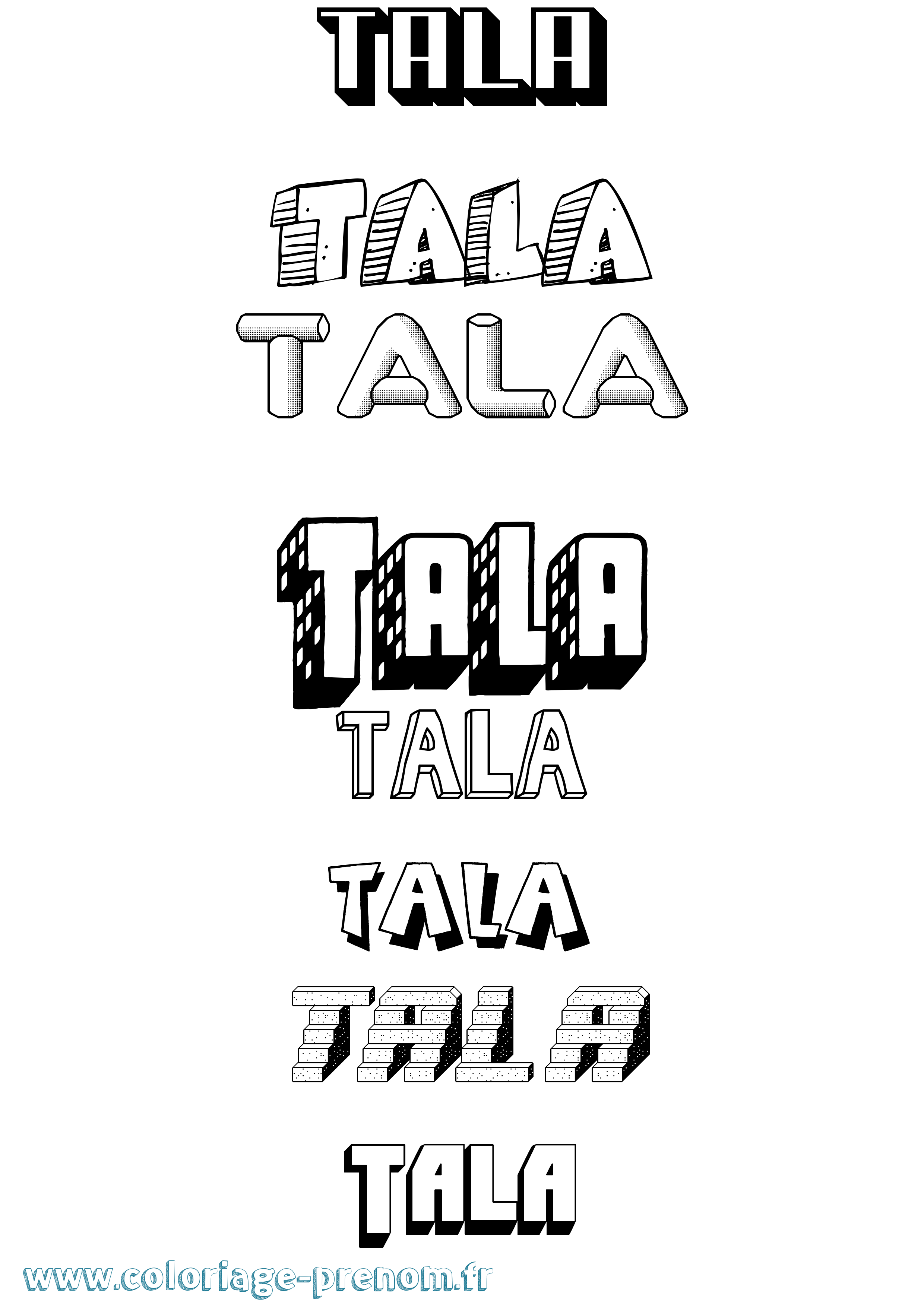 Coloriage prénom Tala Effet 3D