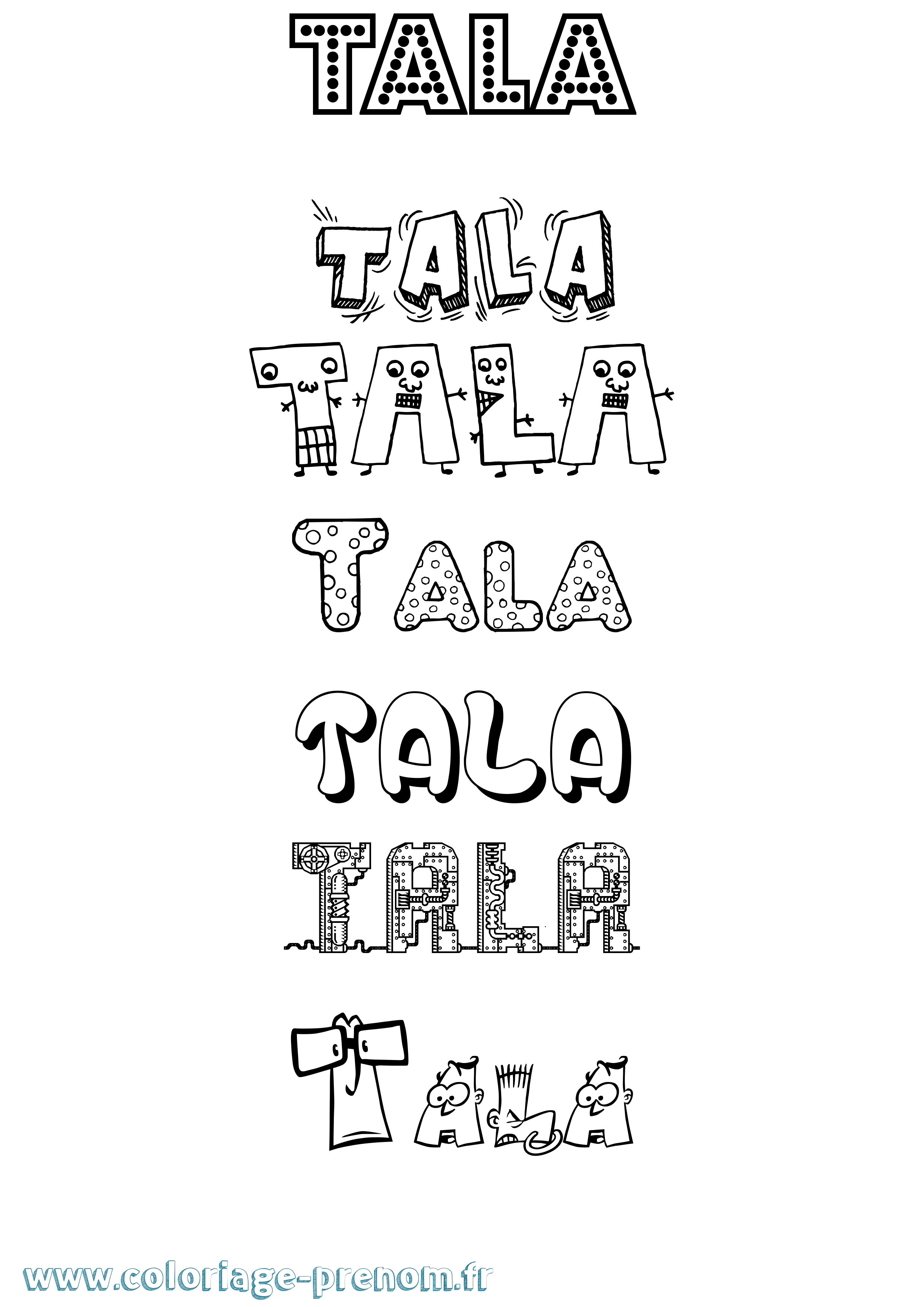 Coloriage prénom Tala Fun