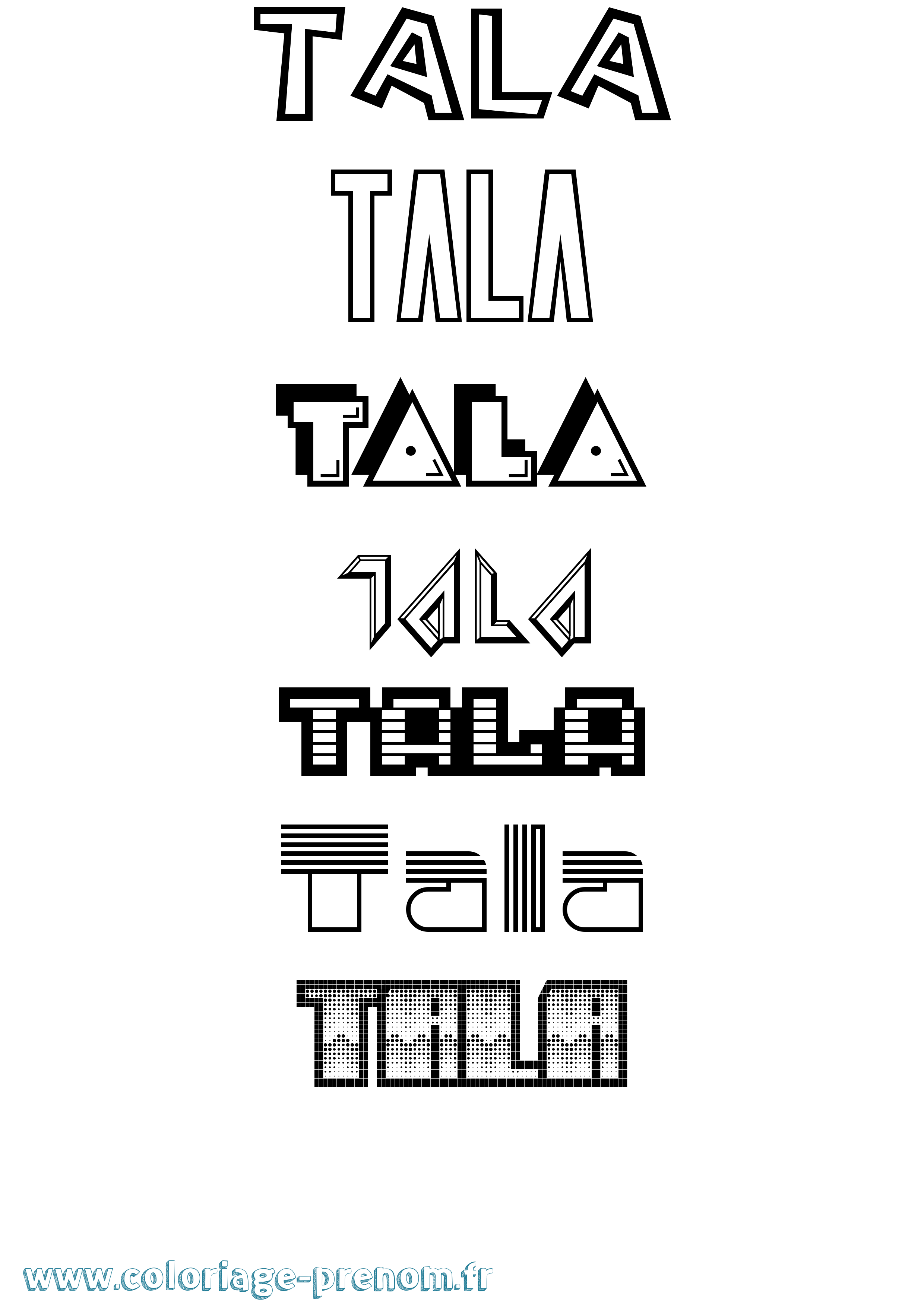 Coloriage prénom Tala Jeux Vidéos