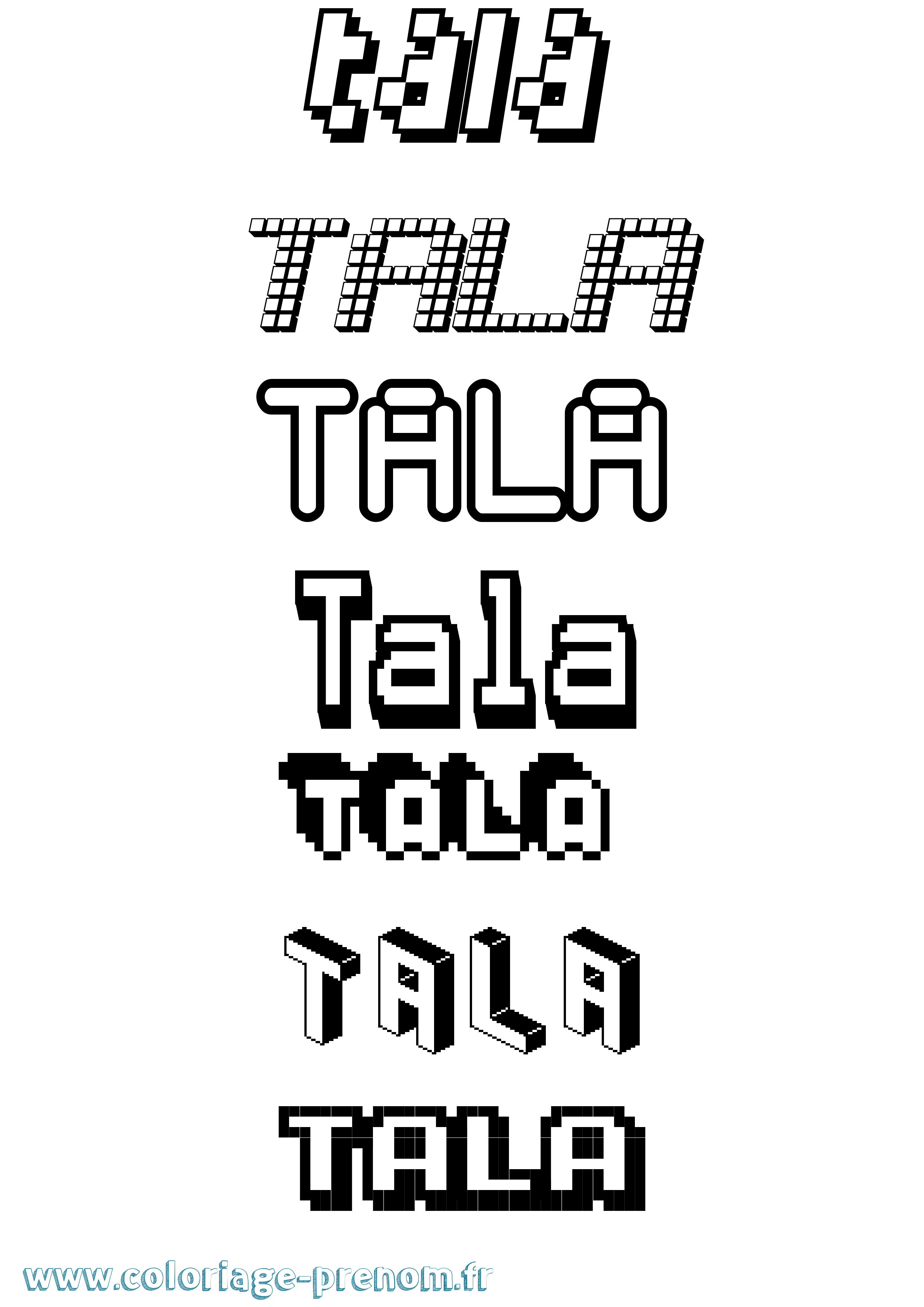 Coloriage prénom Tala Pixel