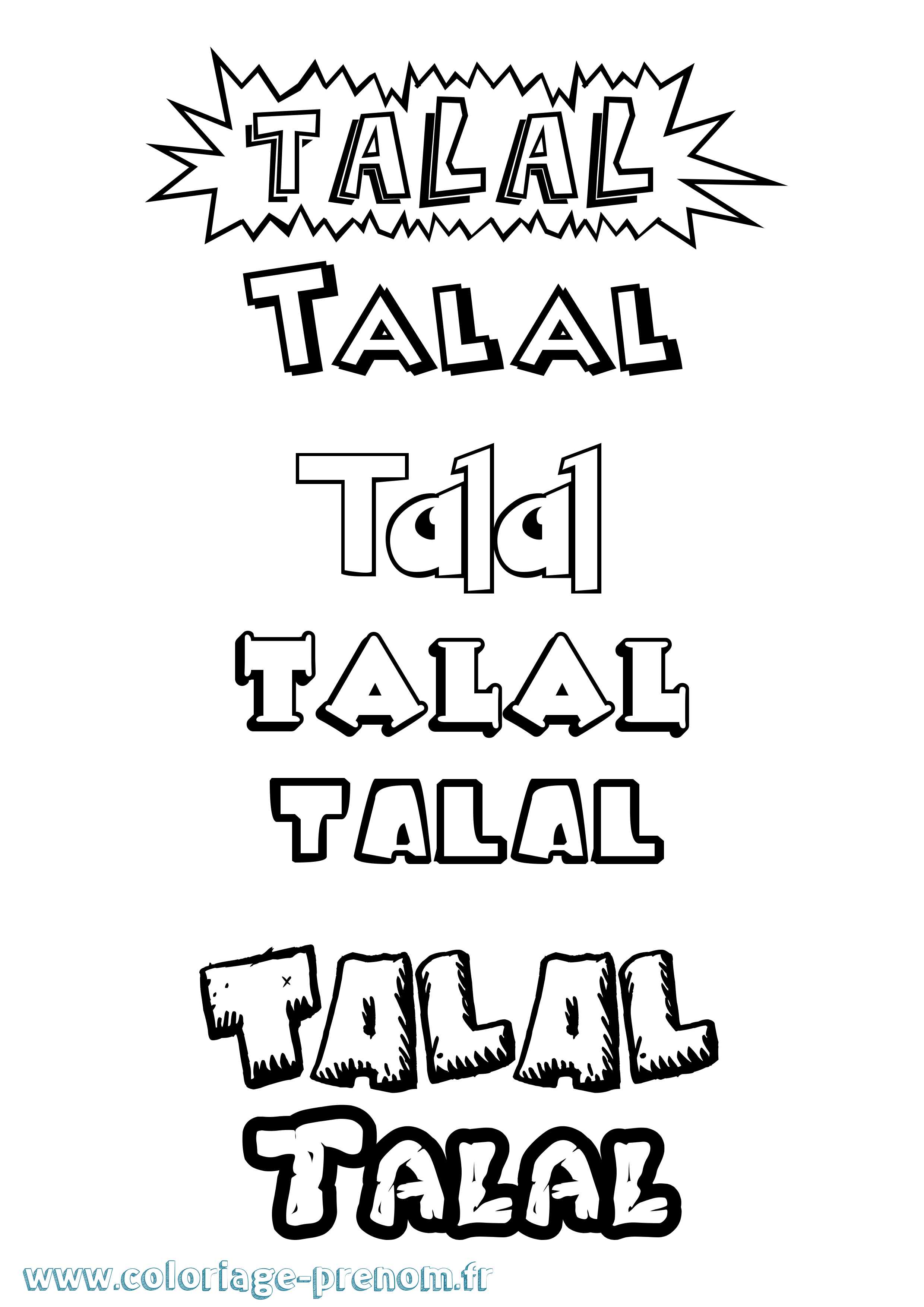 Coloriage prénom Talal Dessin Animé
