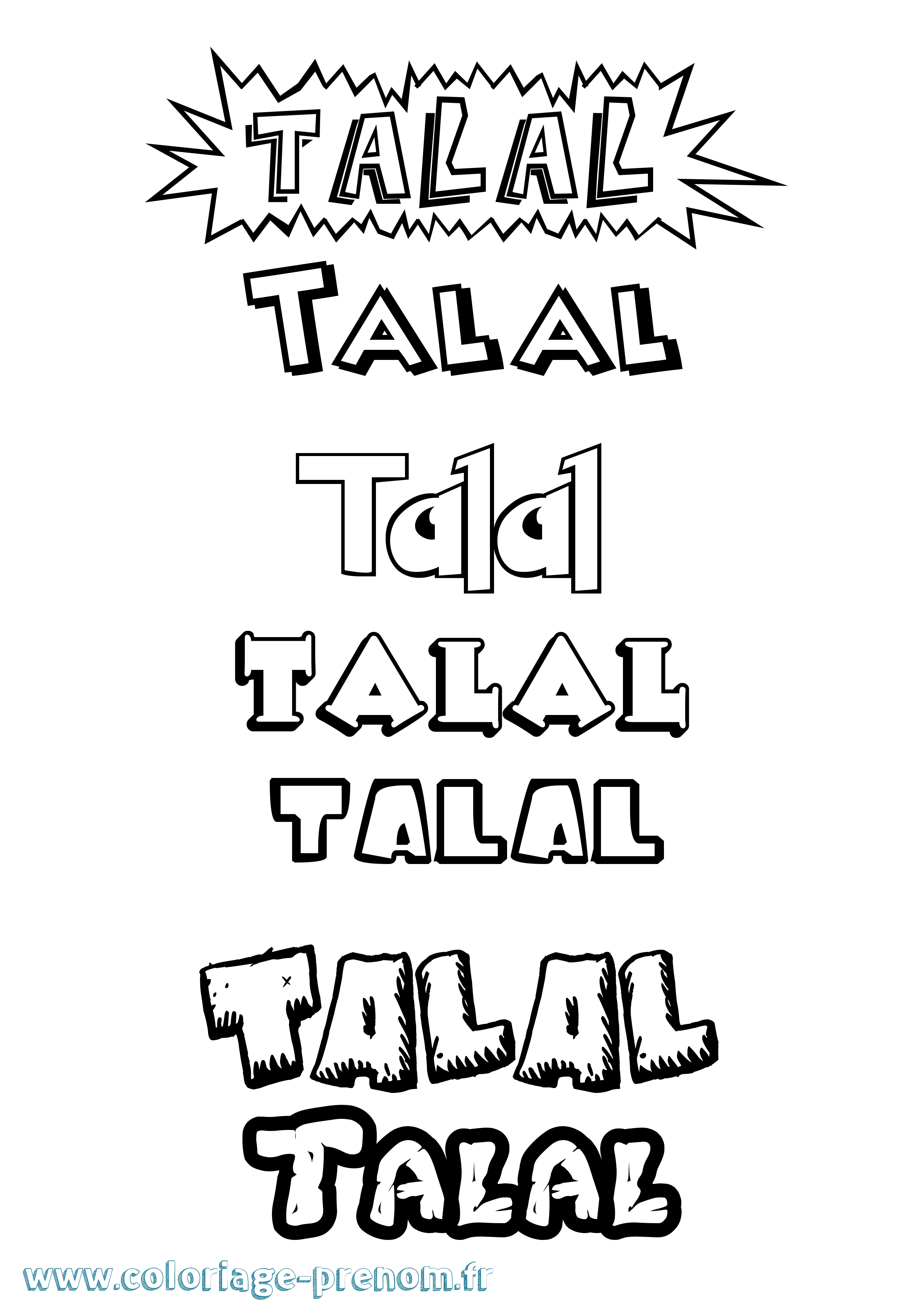 Coloriage Talal Dessin Animé Coloriage prénom Talal Dessin Animé