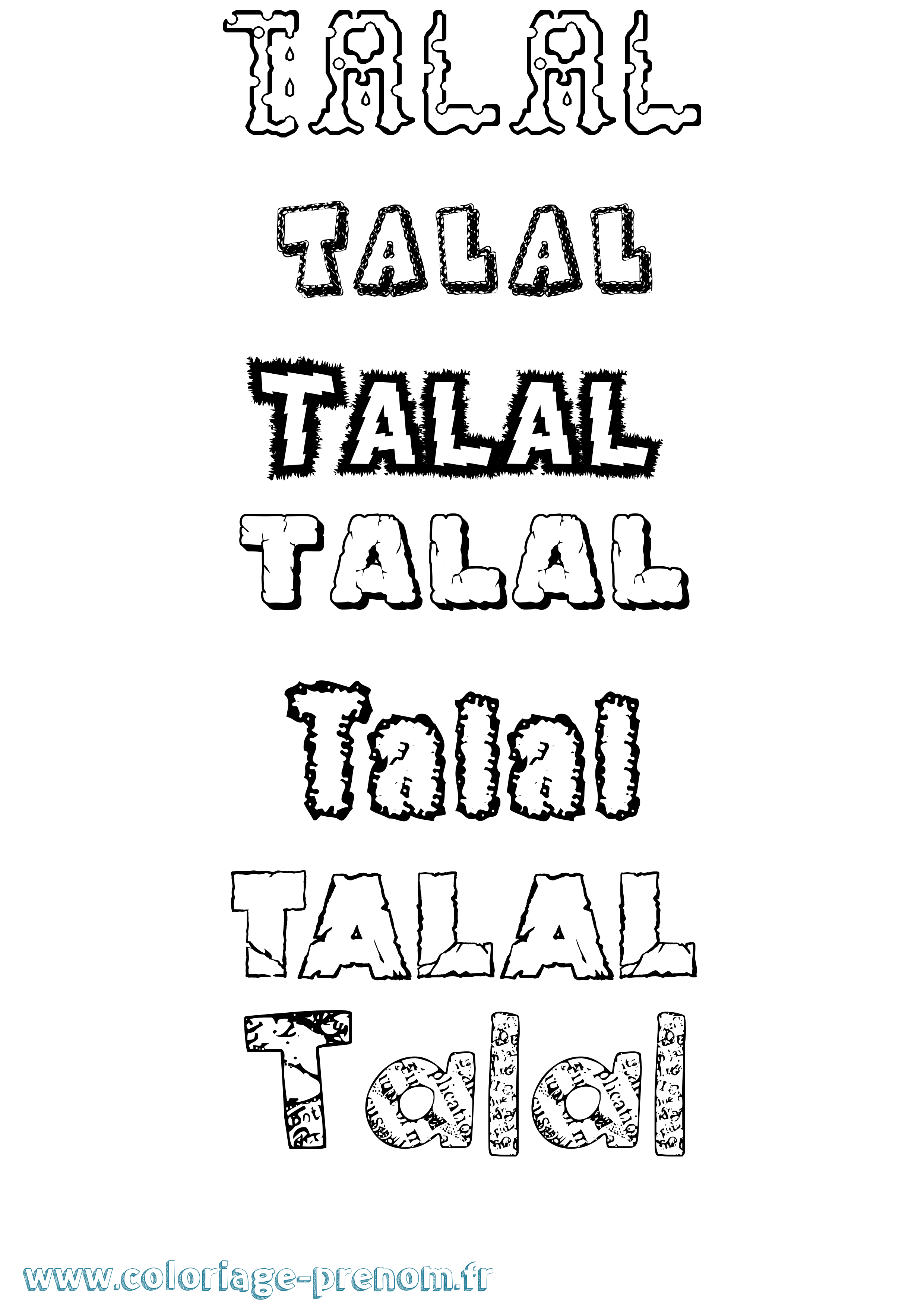 Coloriage prénom Talal Destructuré