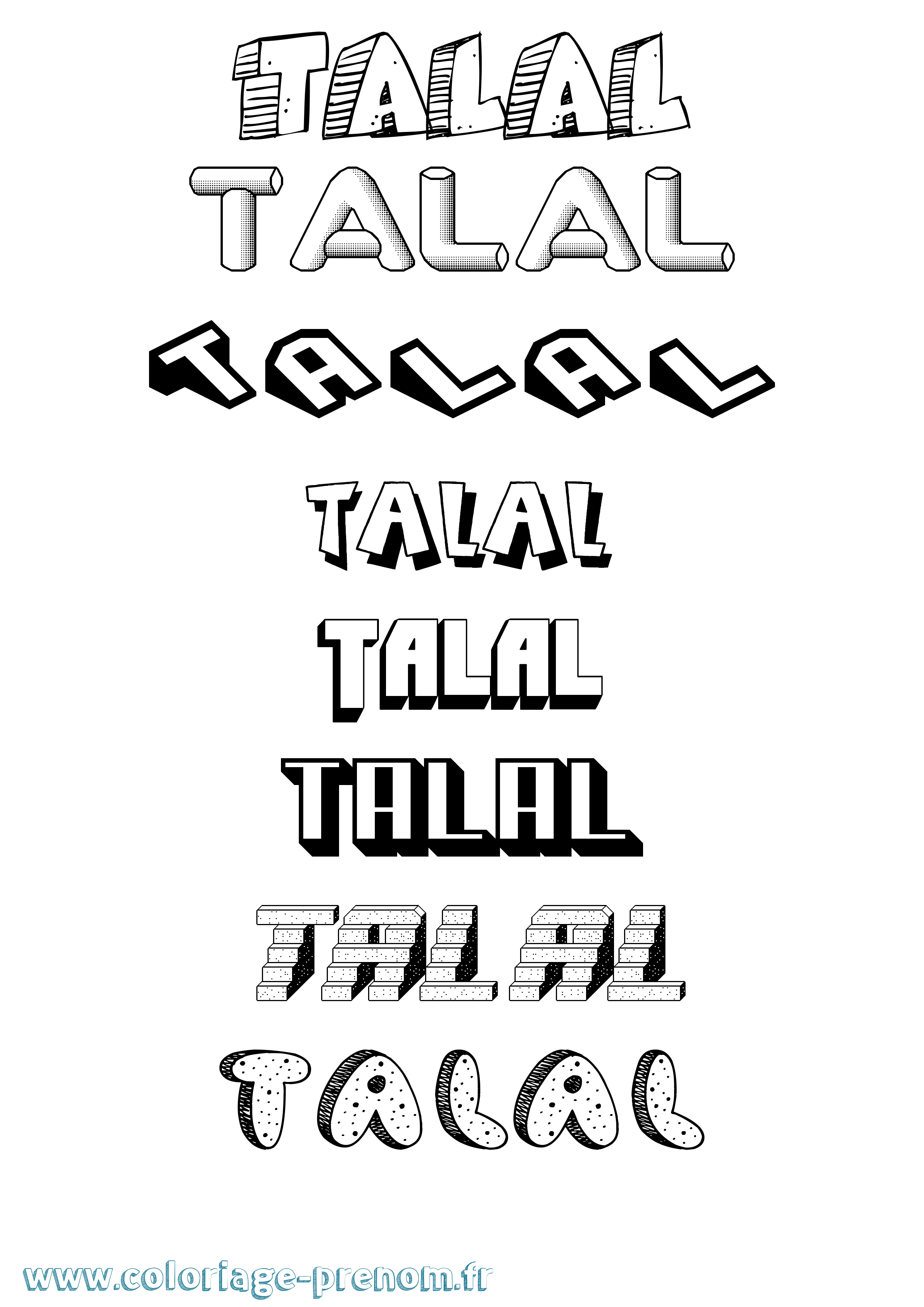 Coloriage Talal Effet 3D Coloriage prénom Talal Effet 3D