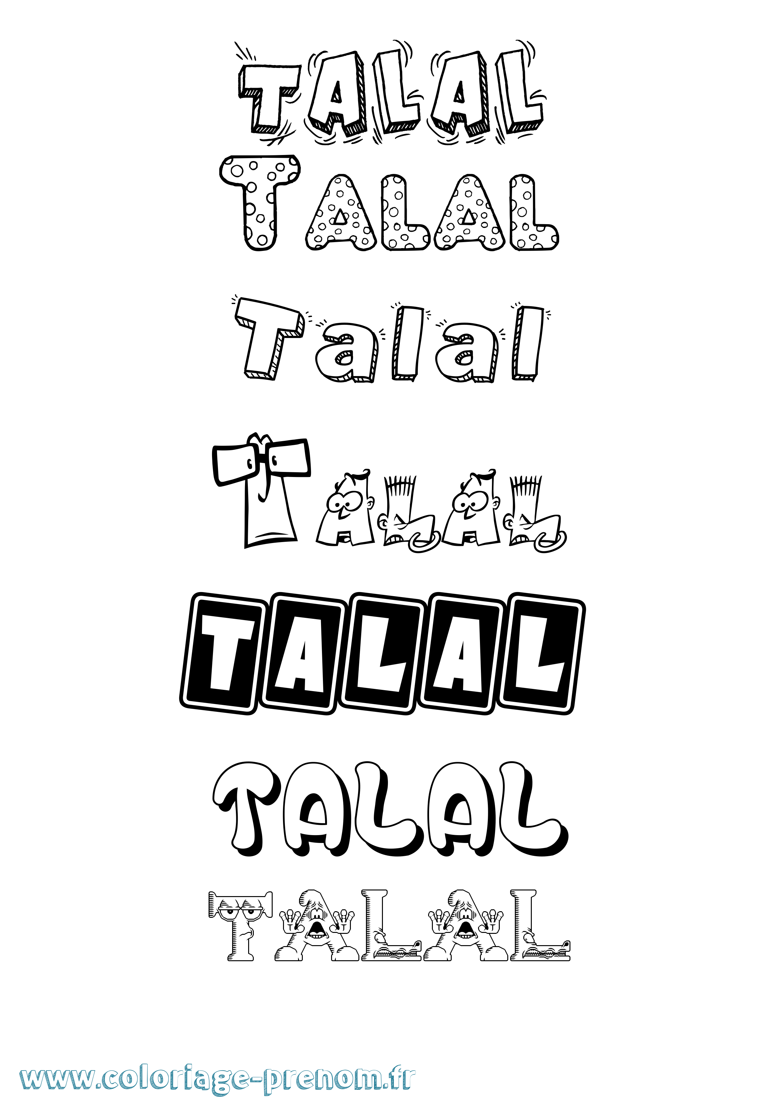 Coloriage prénom Talal Fun