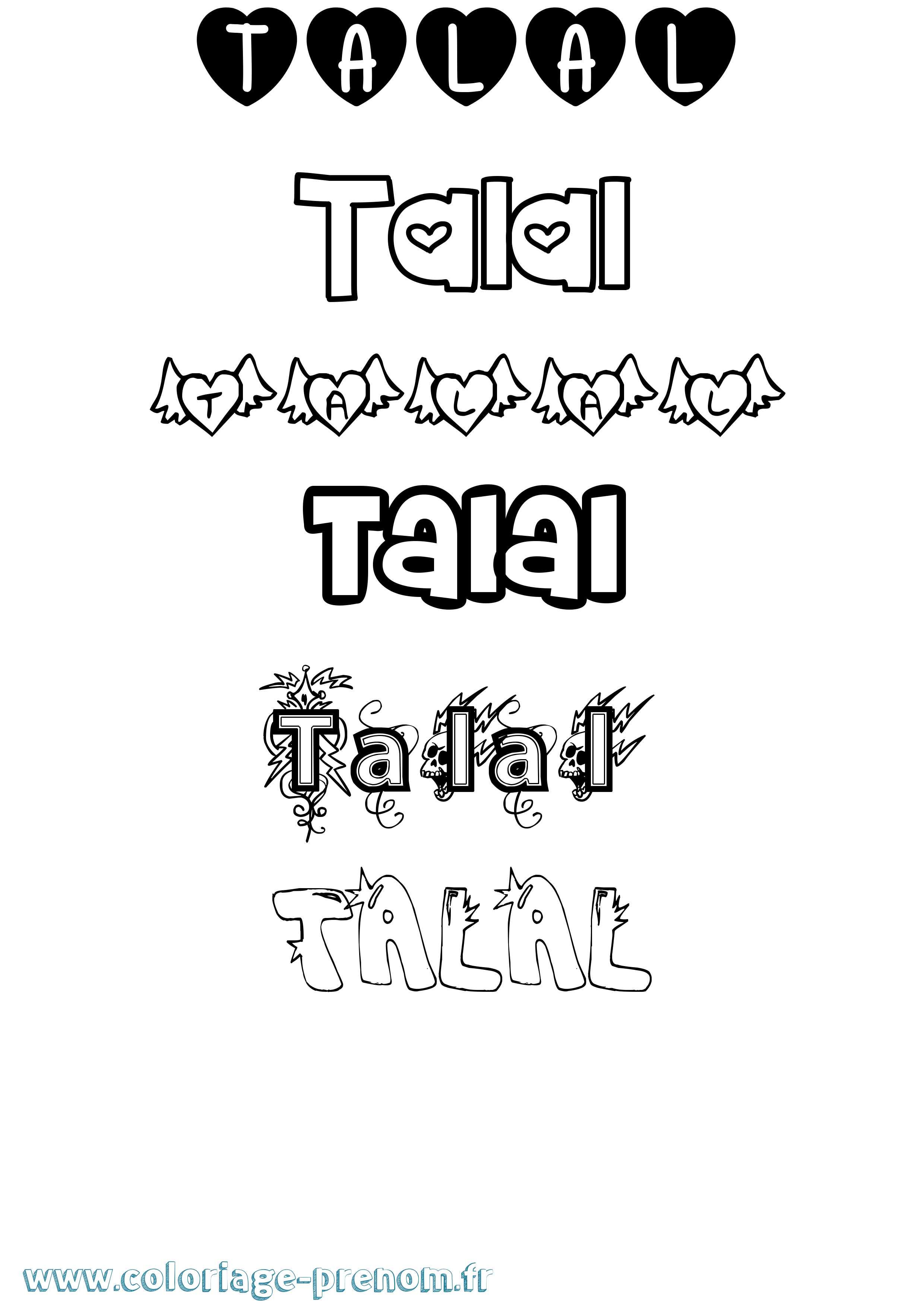 Coloriage Talal Girly Coloriage prénom Talal Girly