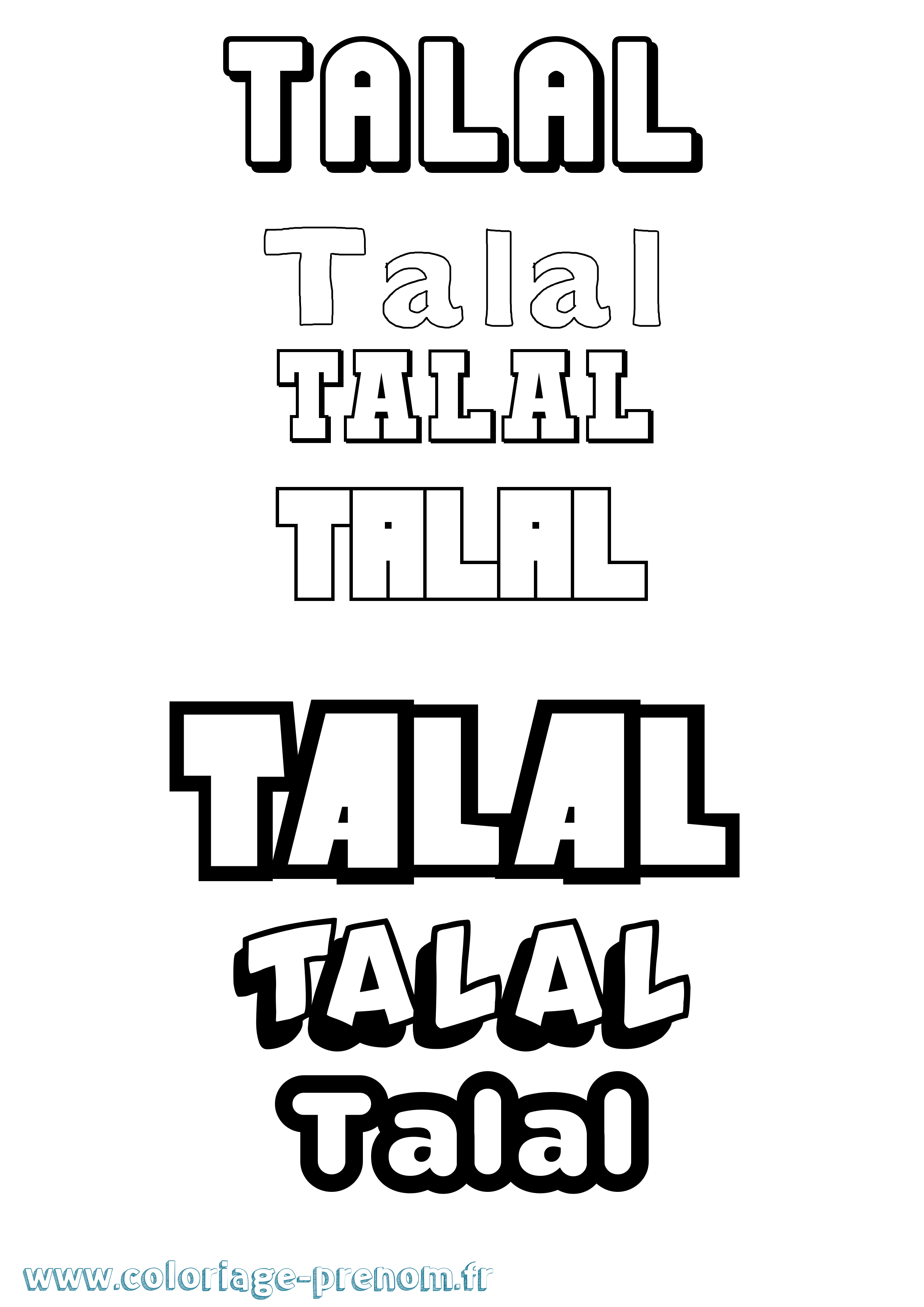 Coloriage prénom Talal Simple