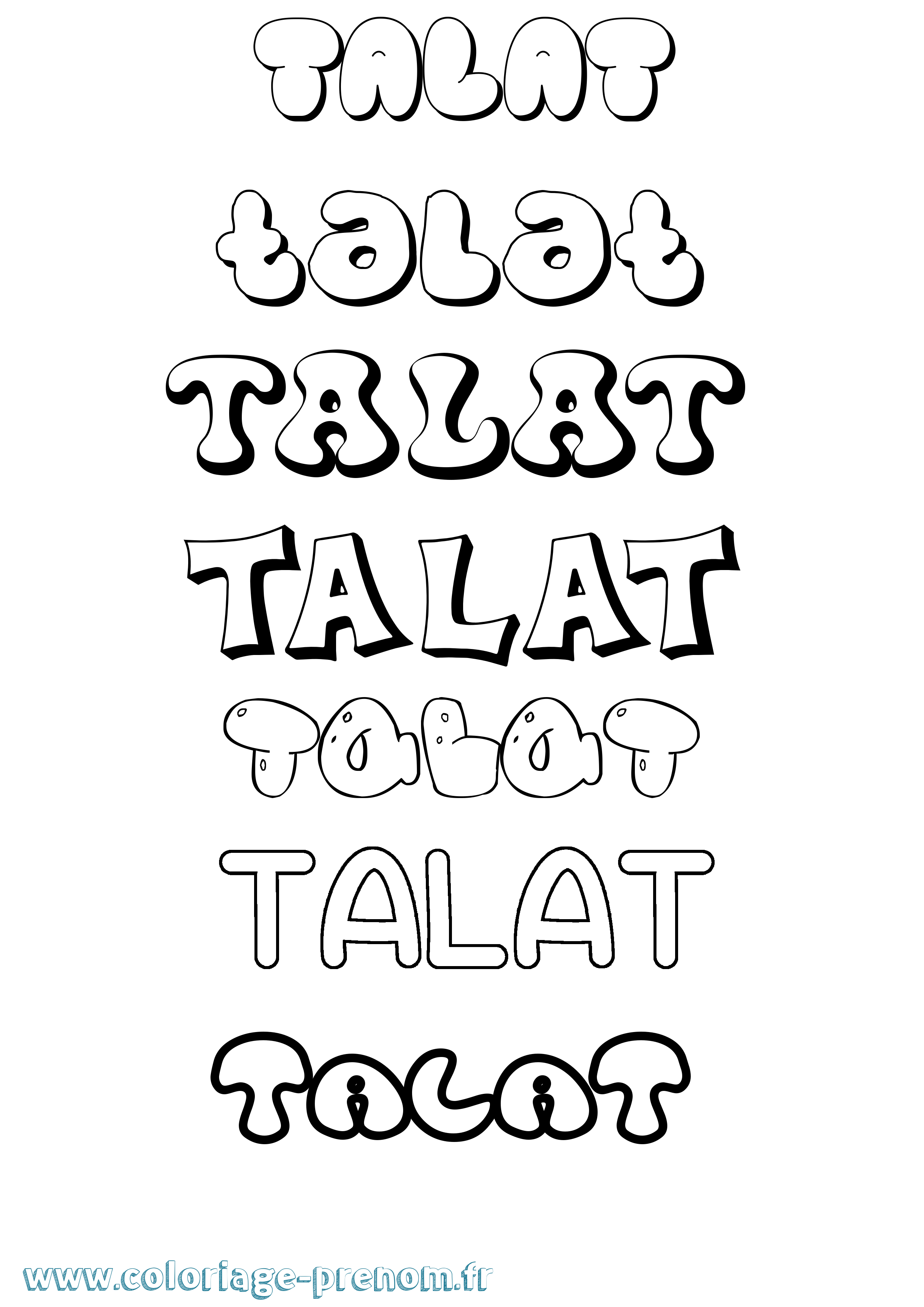Coloriage Talat Bubble Coloriage prénom Talat Bubble