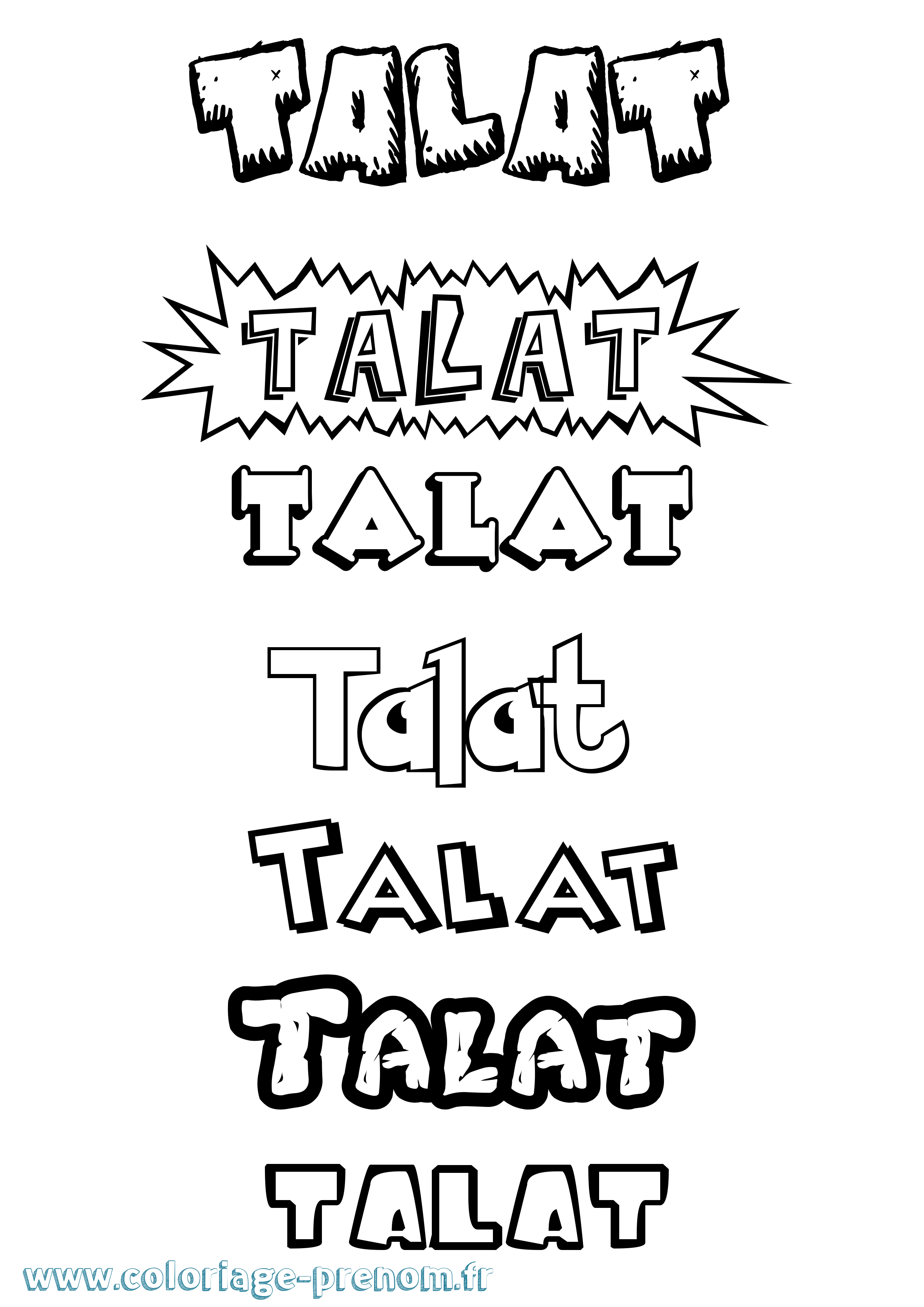Coloriage Talat Dessin Animé Coloriage prénom Talat Dessin Animé
