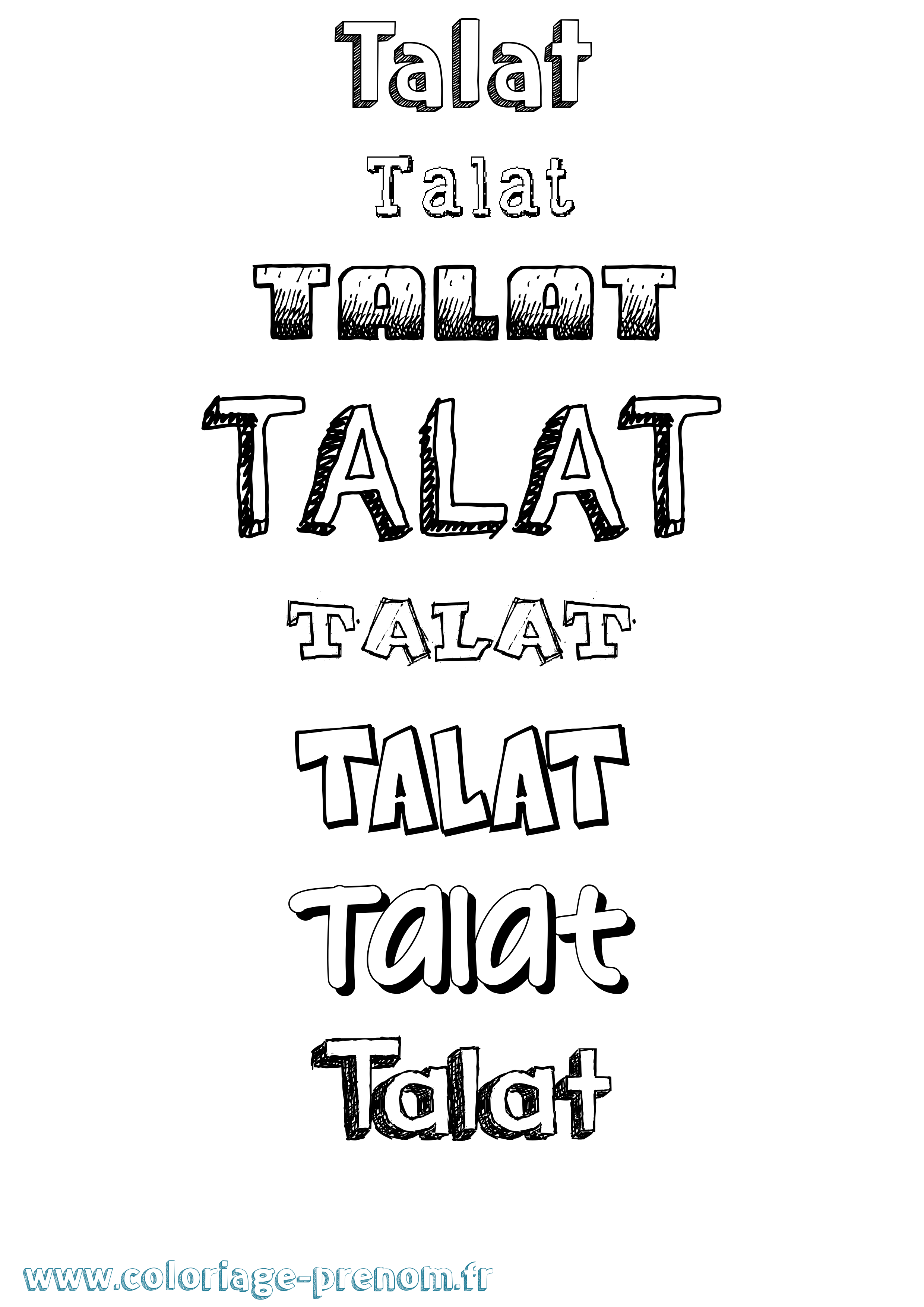 Coloriage Talat Dessiné Coloriage prénom Talat Dessiné
