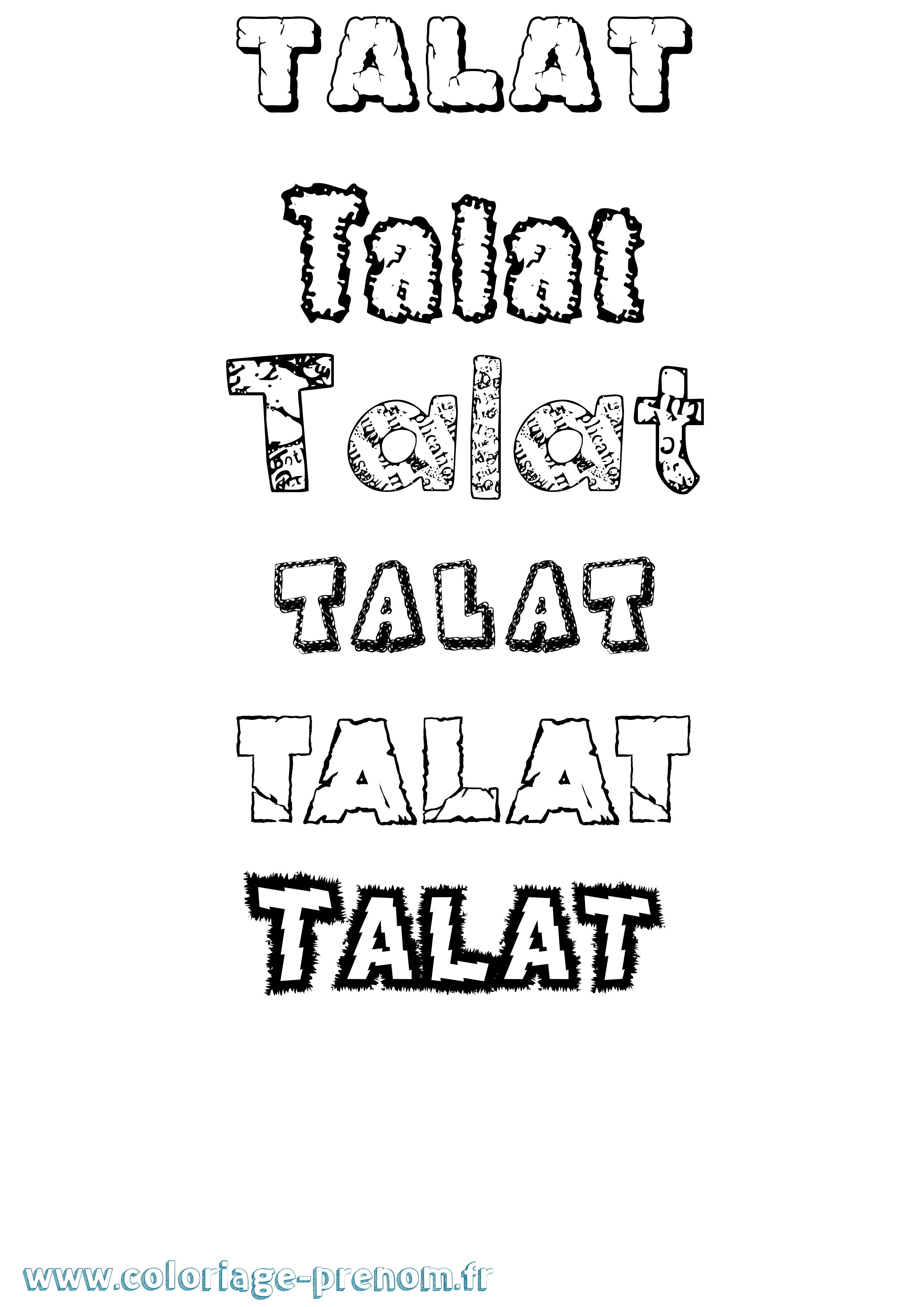 Coloriage Talat Destructuré Coloriage prénom Talat Destructuré