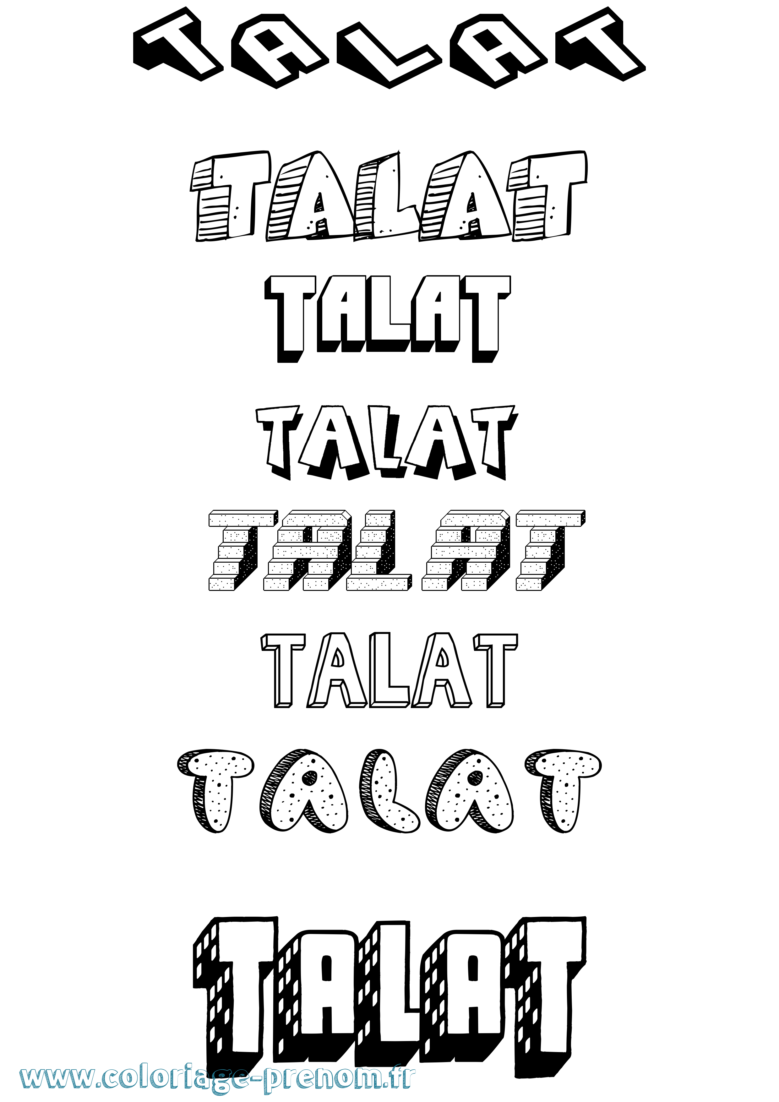 Coloriage Talat Effet 3D Coloriage prénom Talat Effet 3D