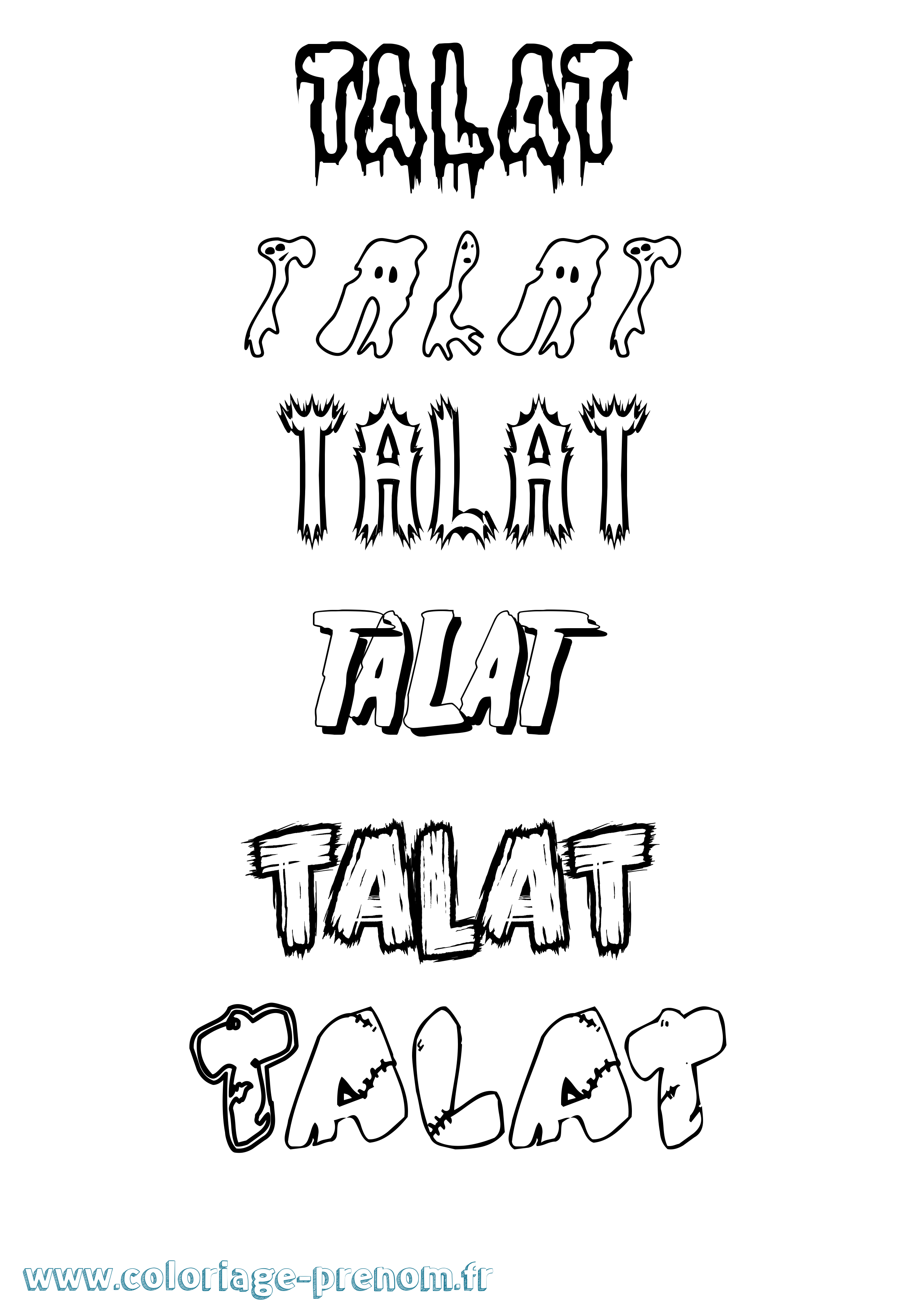 Coloriage Talat Frisson Coloriage prénom Talat Frisson