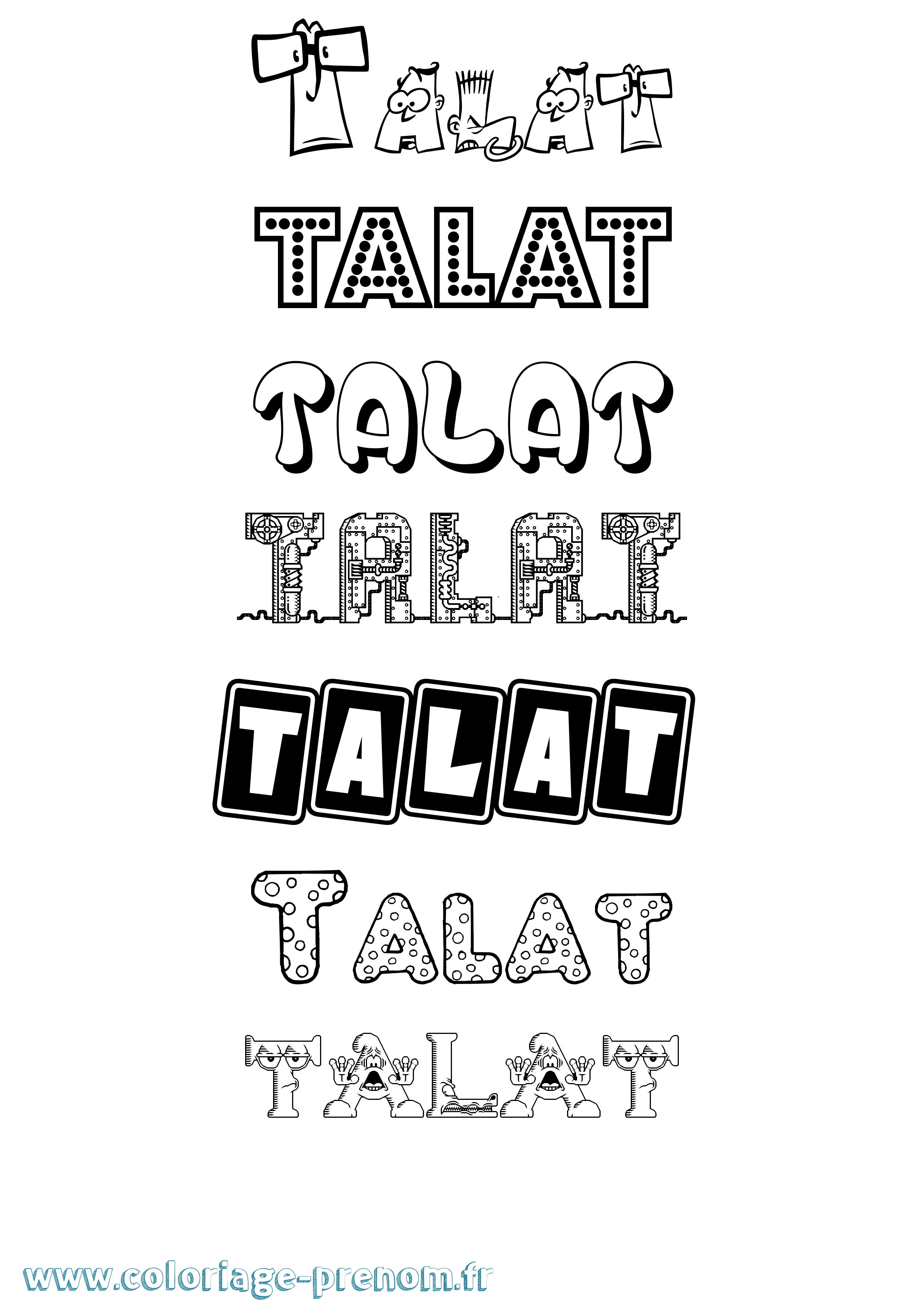 Coloriage Talat Fun Coloriage prénom Talat Fun