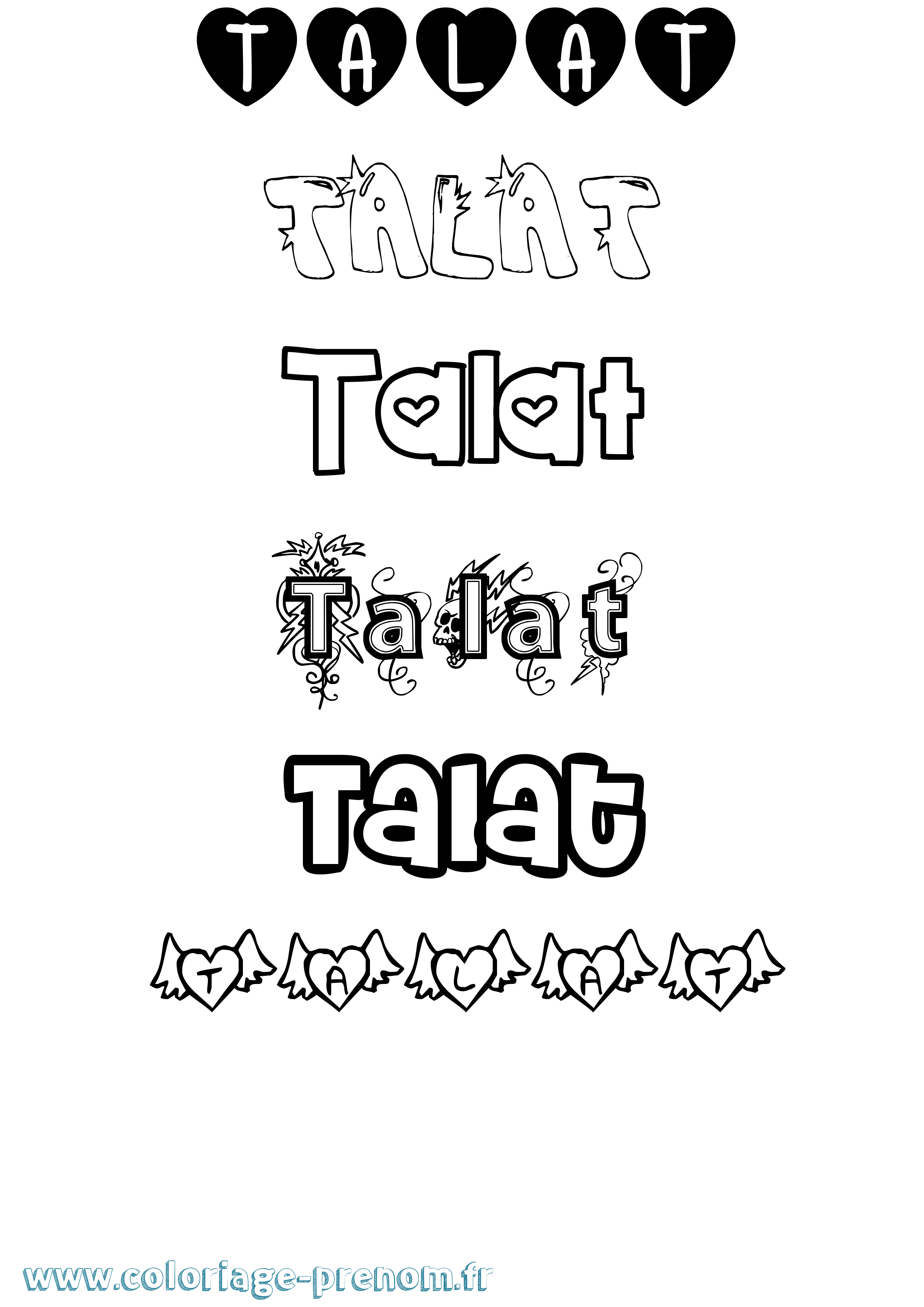 Coloriage Talat Girly Coloriage prénom Talat Girly