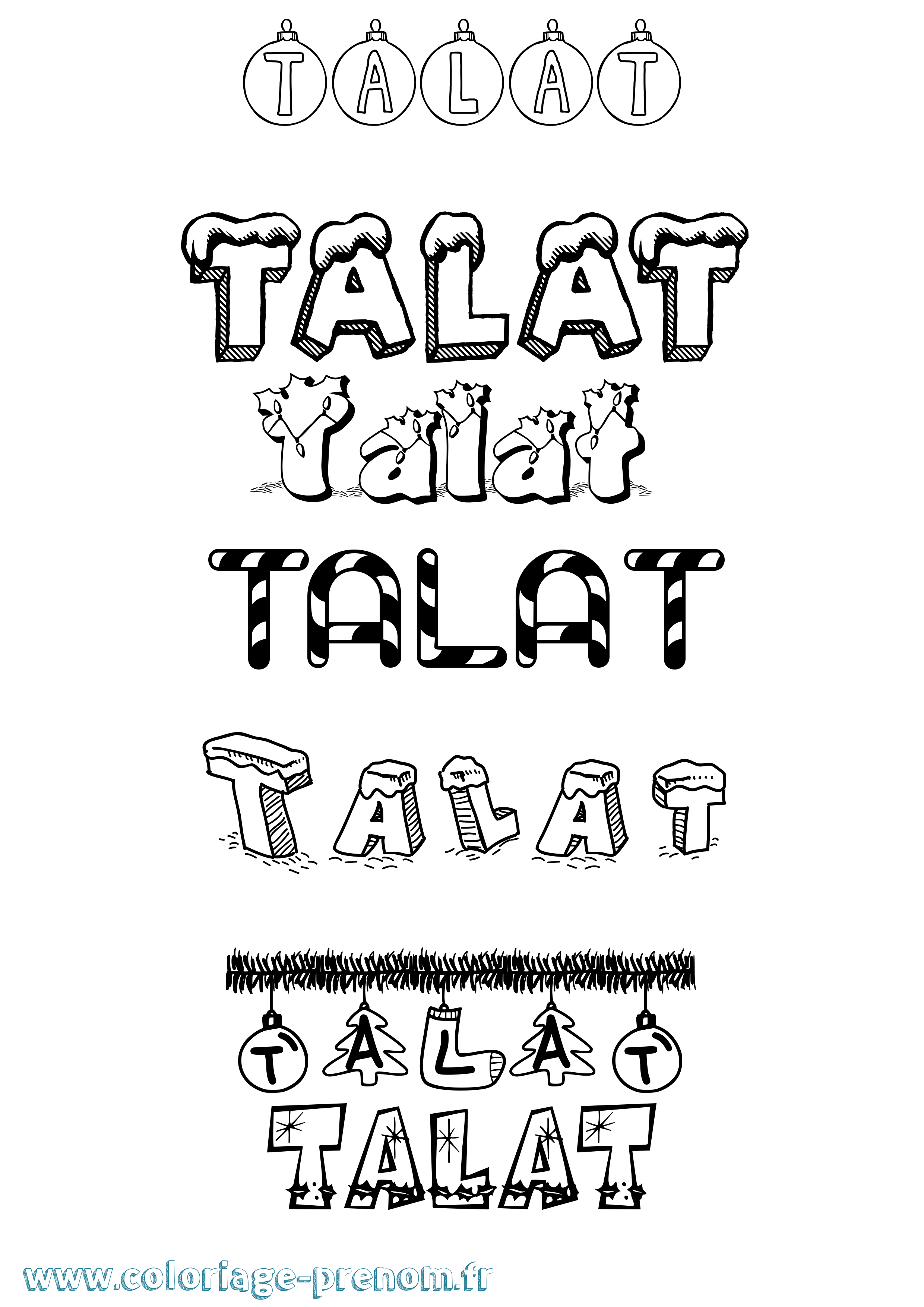Coloriage Talat Noël Coloriage prénom Talat Noël