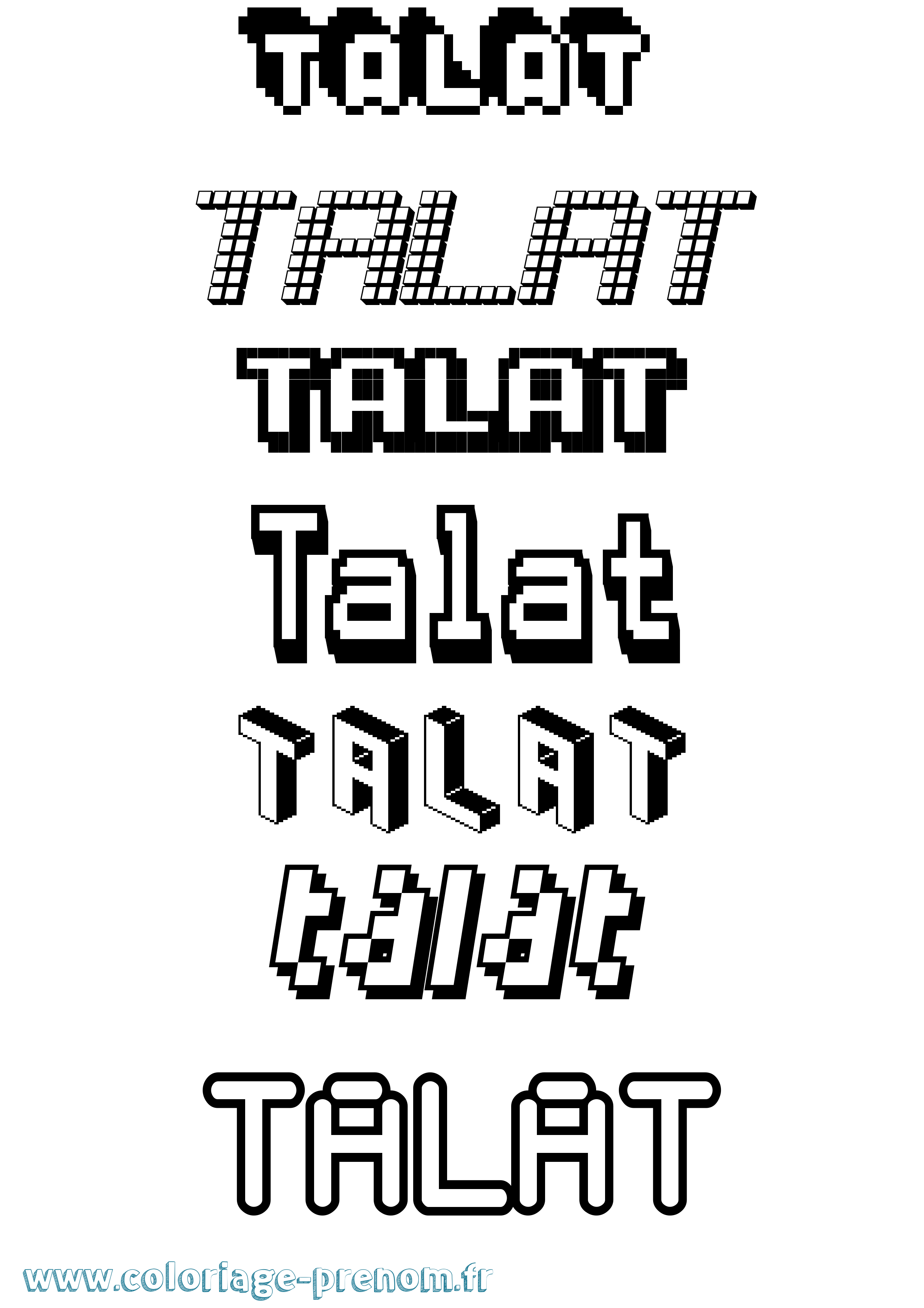 Coloriage Talat Pixel Coloriage prénom Talat Pixel