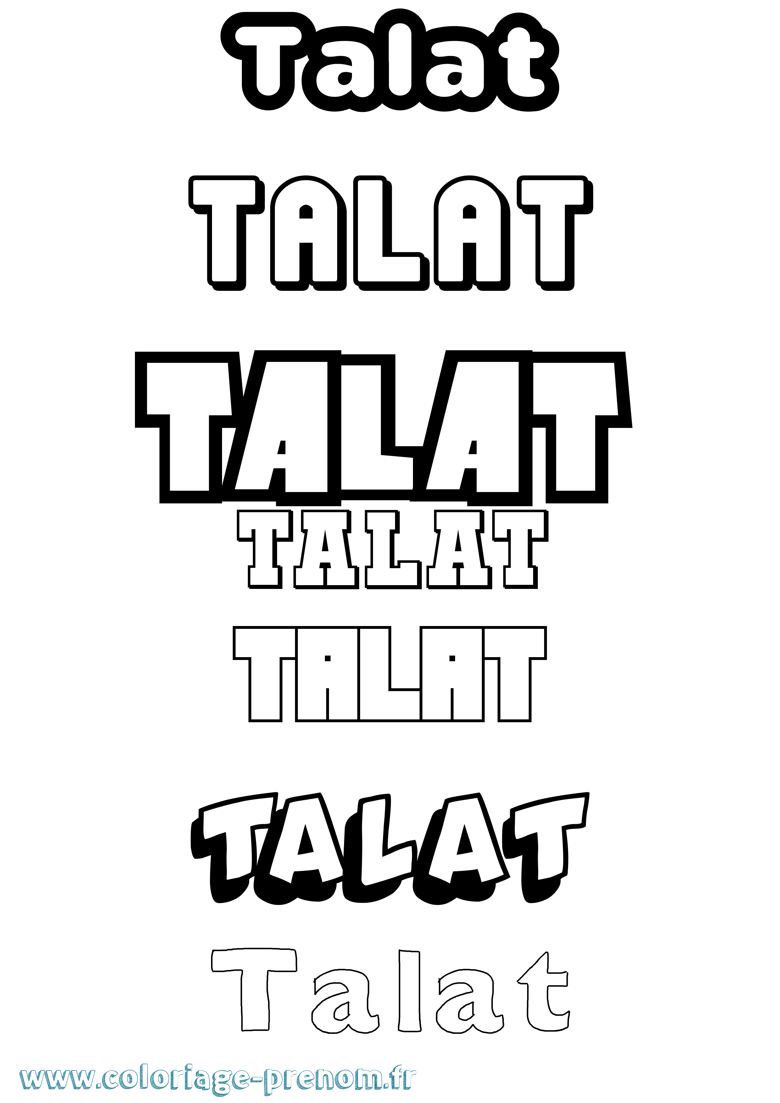 Coloriage Talat Simple Coloriage prénom Talat Simple