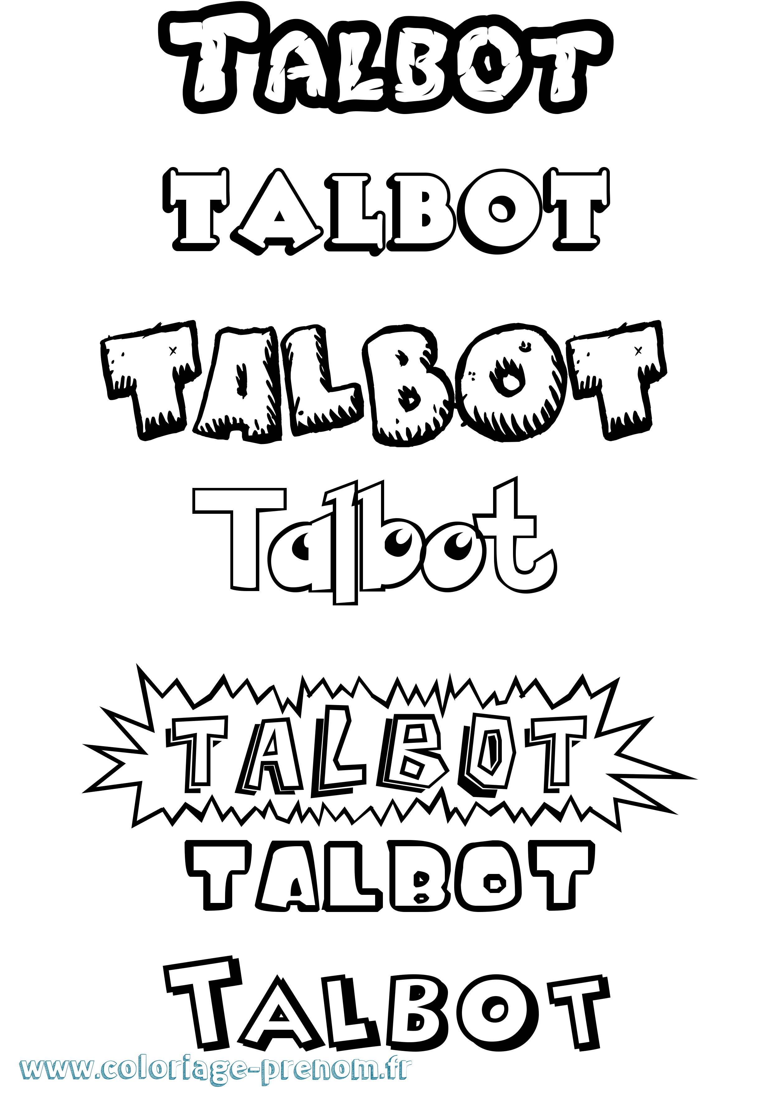 Coloriage prénom Talbot Dessin Animé
