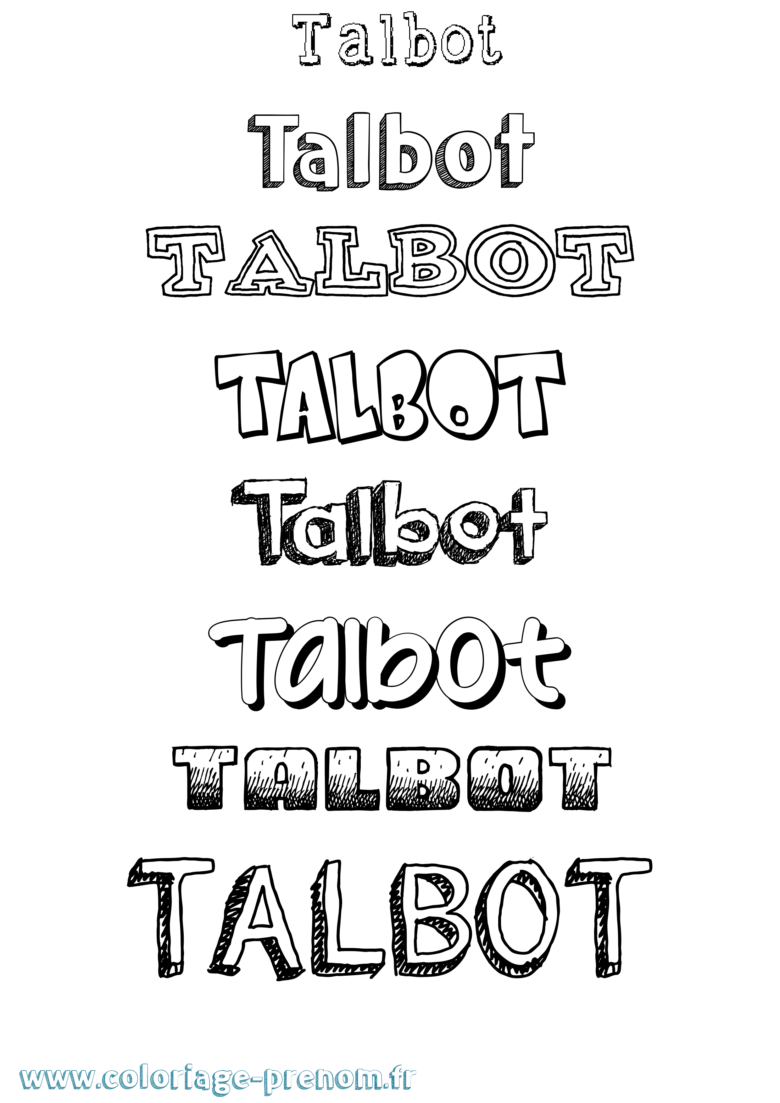 Coloriage prénom Talbot Dessiné