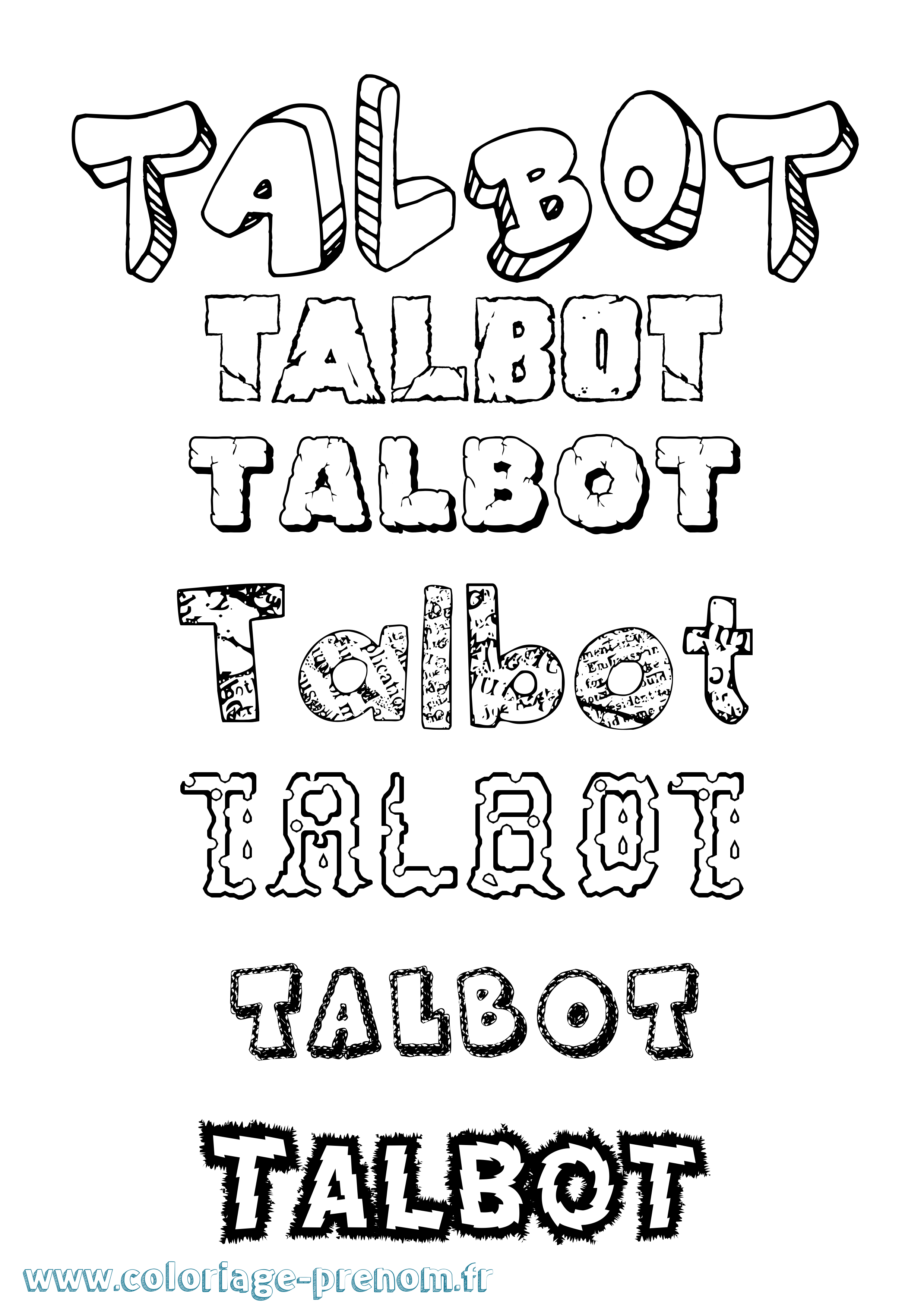 Coloriage prénom Talbot Destructuré